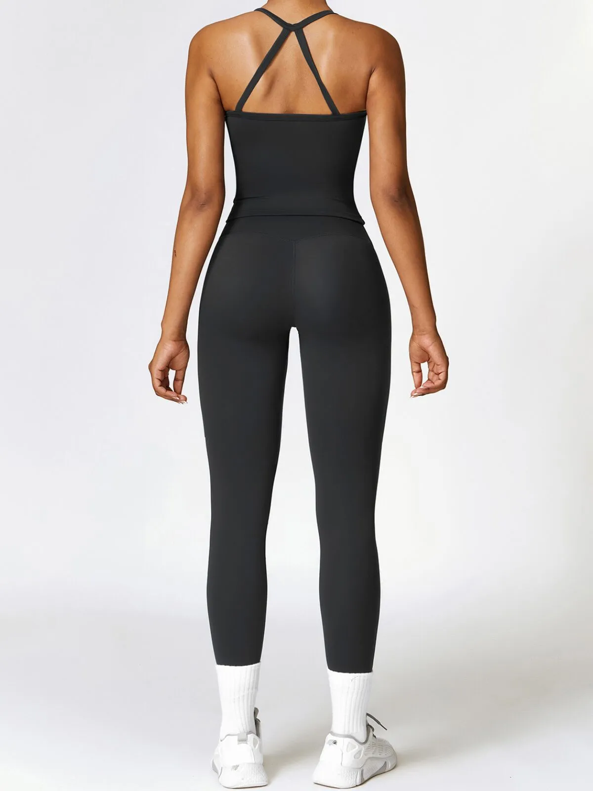 Sleeveless Crop Top and High-Waisted Leggings Set, Stretchy and Breathable Fabric, Perfect for Yoga, Fitness, and Running, 4 of 5