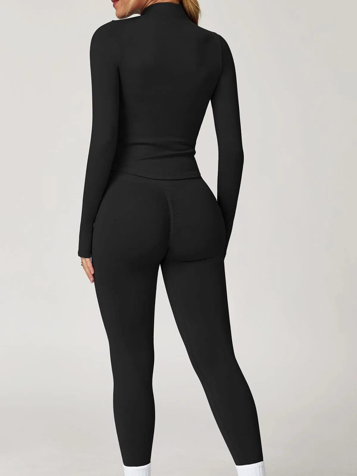 Solid Stand Collar Zipper Running Yoga Slim Fit Jacket , 2 of 6