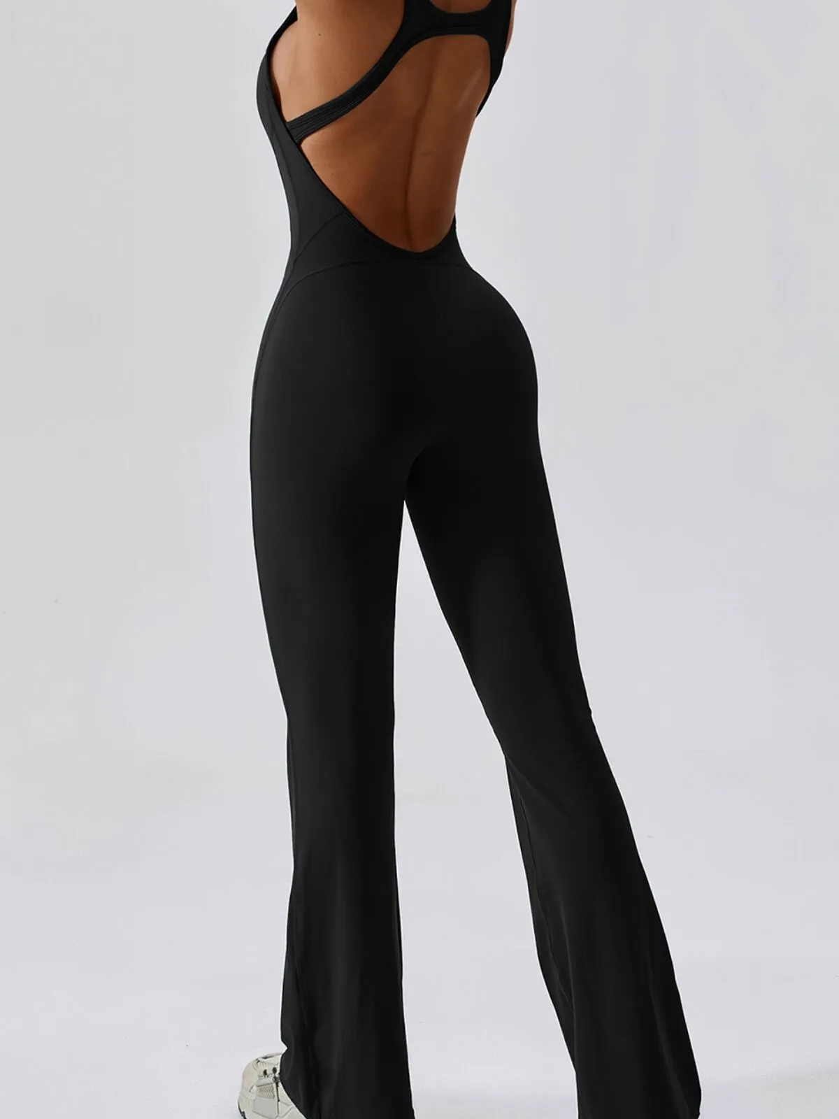 Solid Sleeveless Backless Removable Pads High-Stretch Fabric Jumpsuits, 6 of 6