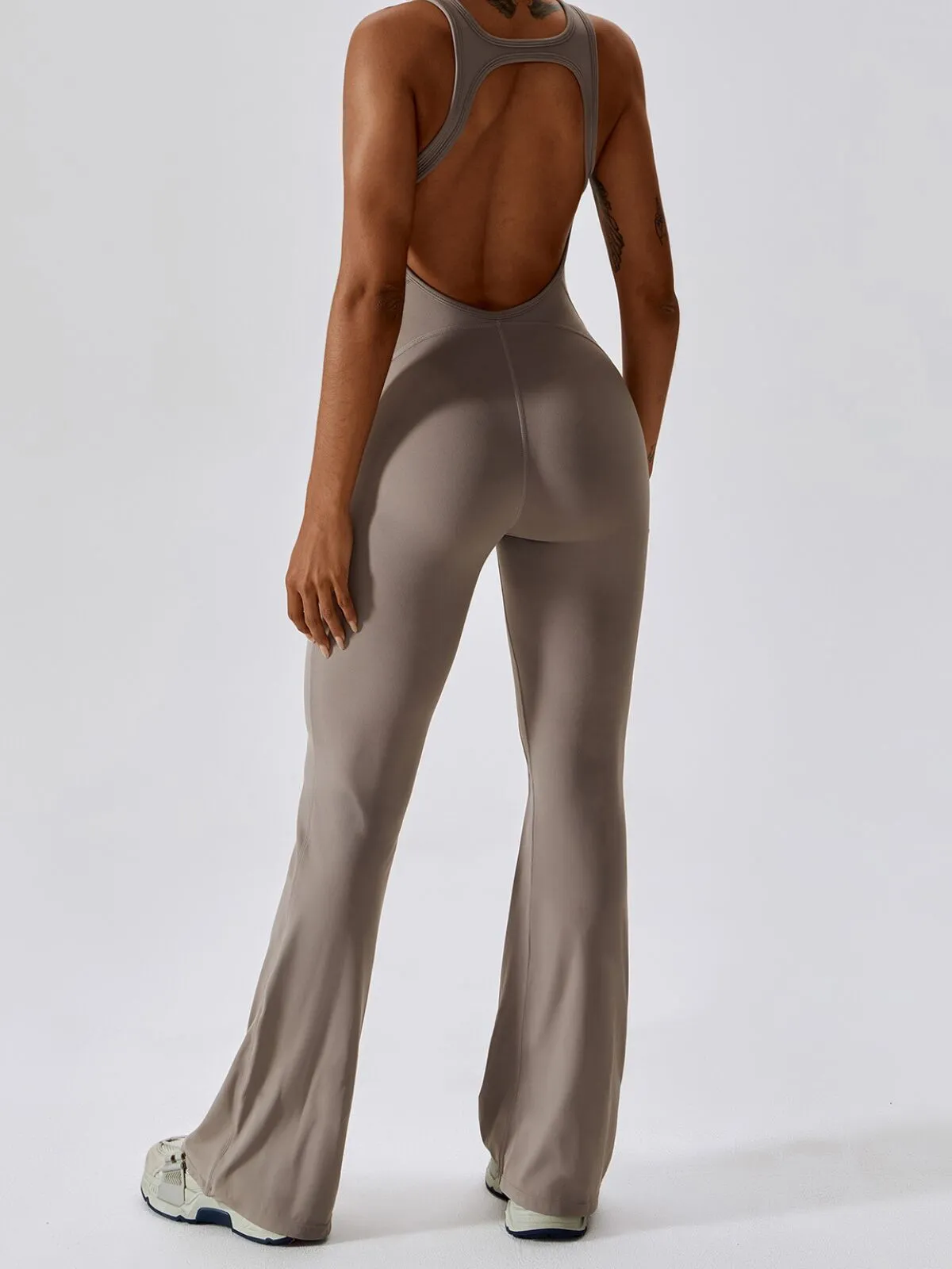 Solid Sleeveless Backless Removable Pads High-Stretch Fabric Jumpsuits, 5 of 6