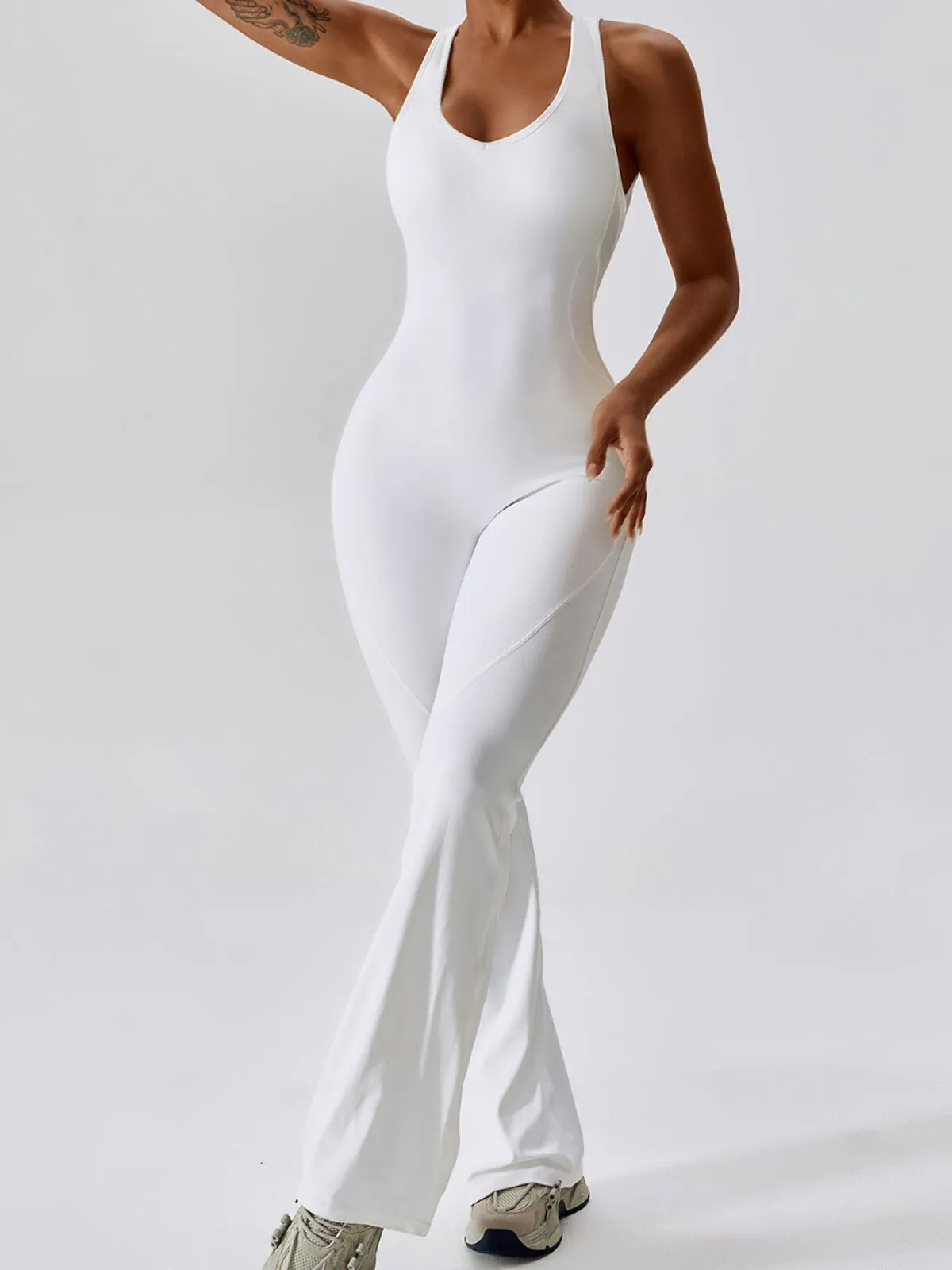 Solid Sleeveless Backless Removable Pads High-Stretch Fabric Jumpsuits, 2 of 6