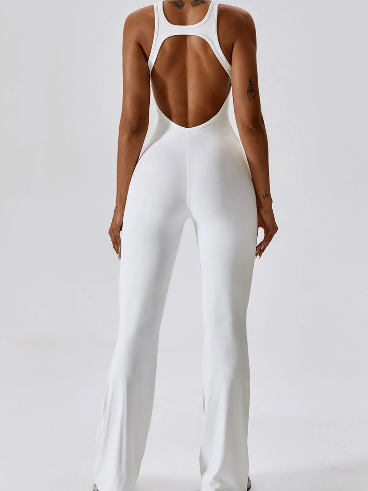Solid Sleeveless Backless Removable Pads High-Stretch Fabric Jumpsuits, 3 of 6