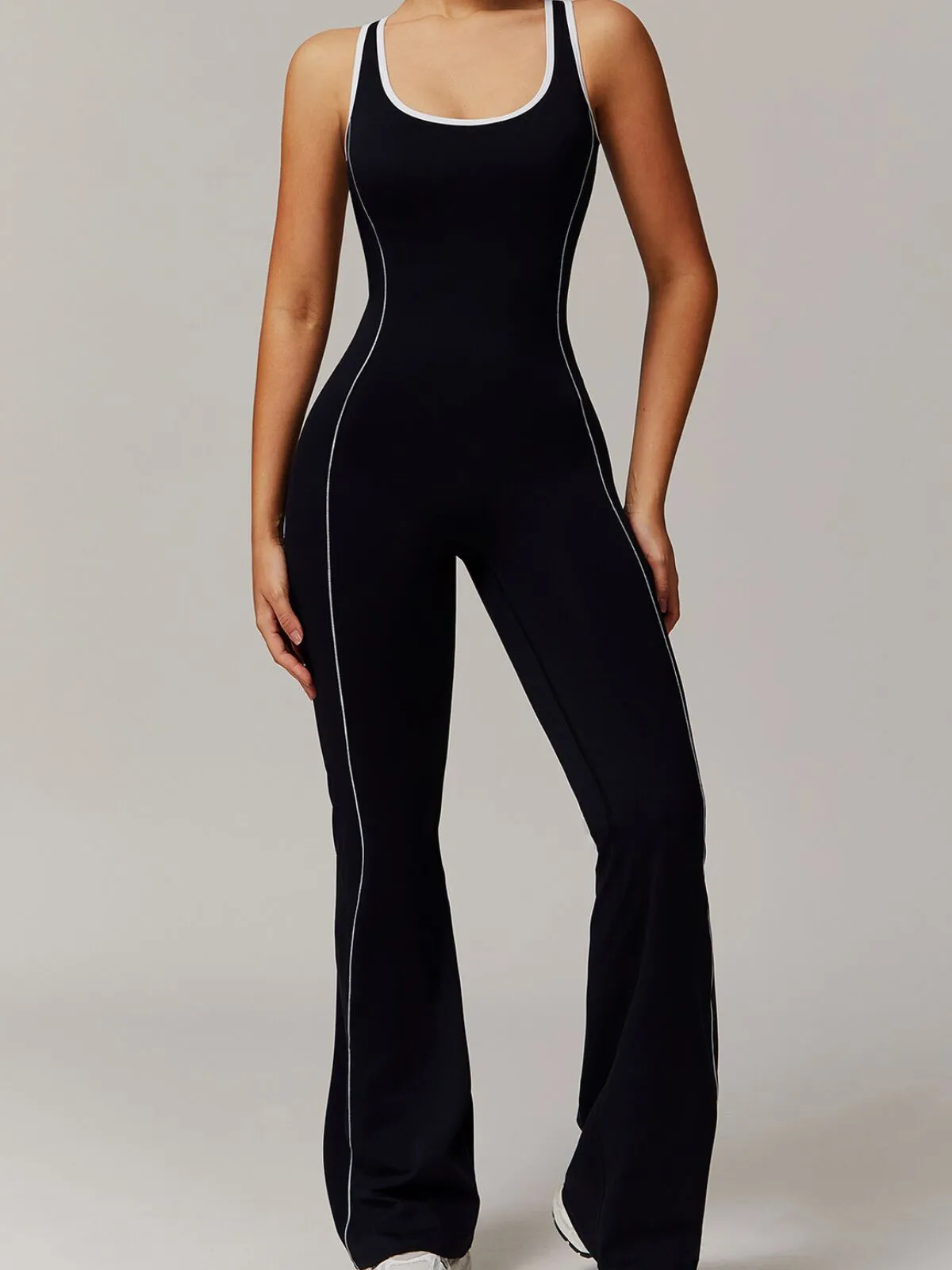 Sexy Backless Fitness Sports Flared Pant Fast Dry Bodysuits, 1 of 8