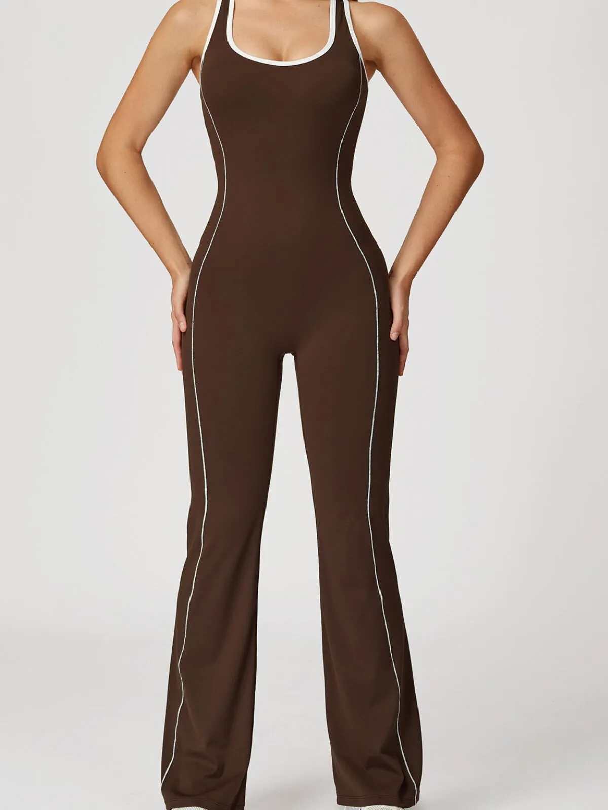 Sexy Backless Fitness Sports Flared Pant Fast Dry Bodysuits, 3 of 4