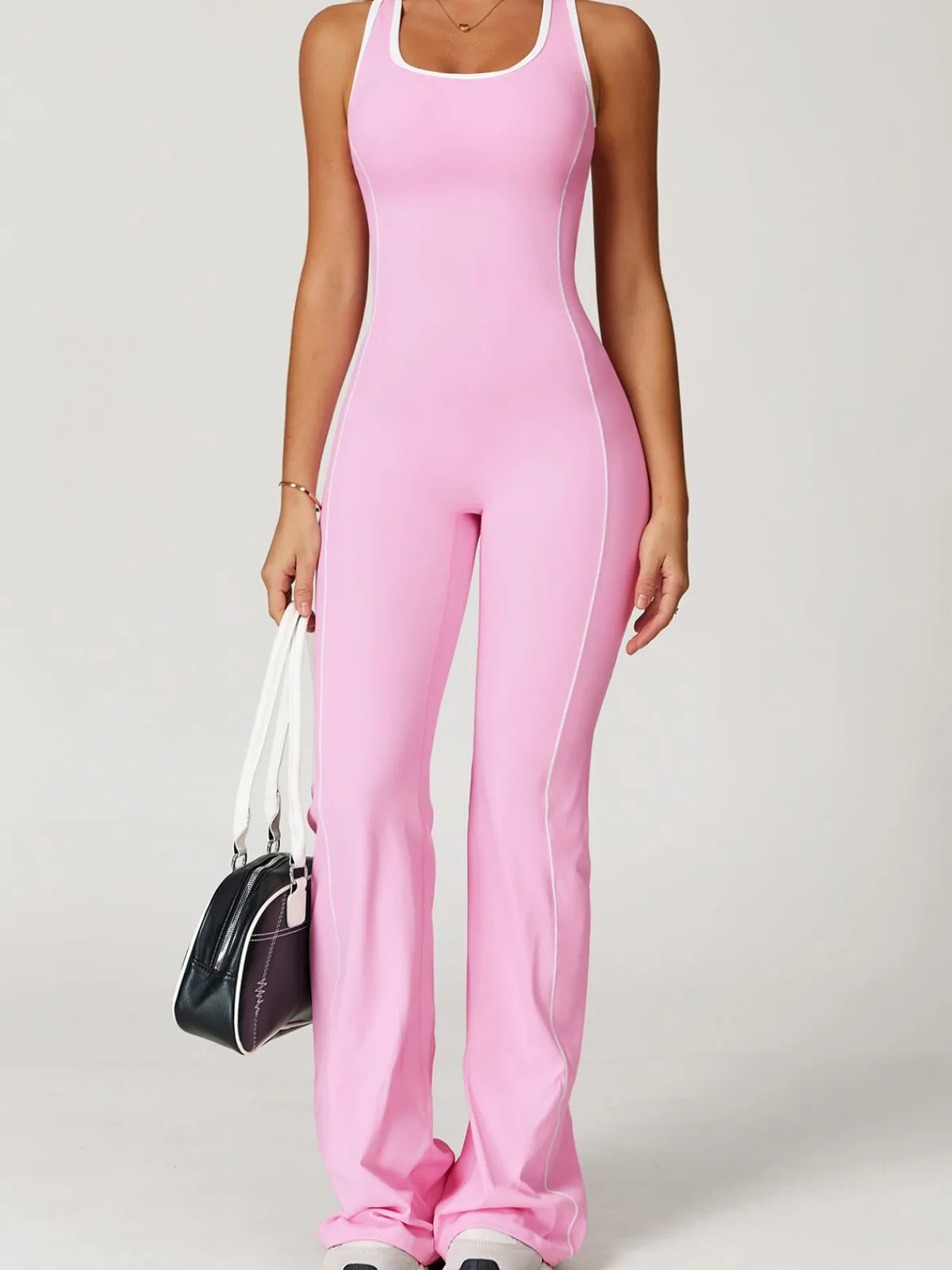 Sexy Backless Fitness Sports Flared Pant Fast Dry Bodysuits, 1 of 5