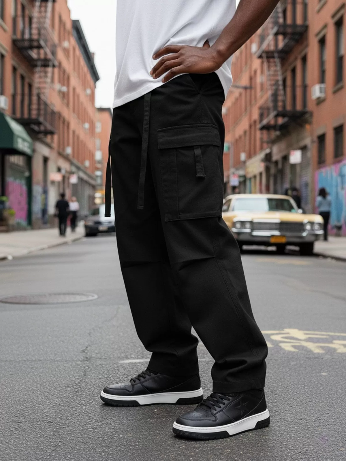 Men's Cargo Pants Loose Fit Straight Leg Work Trousers Streetwear Fashion Solid Color Multi-Pocket Overalls, 1 of 3