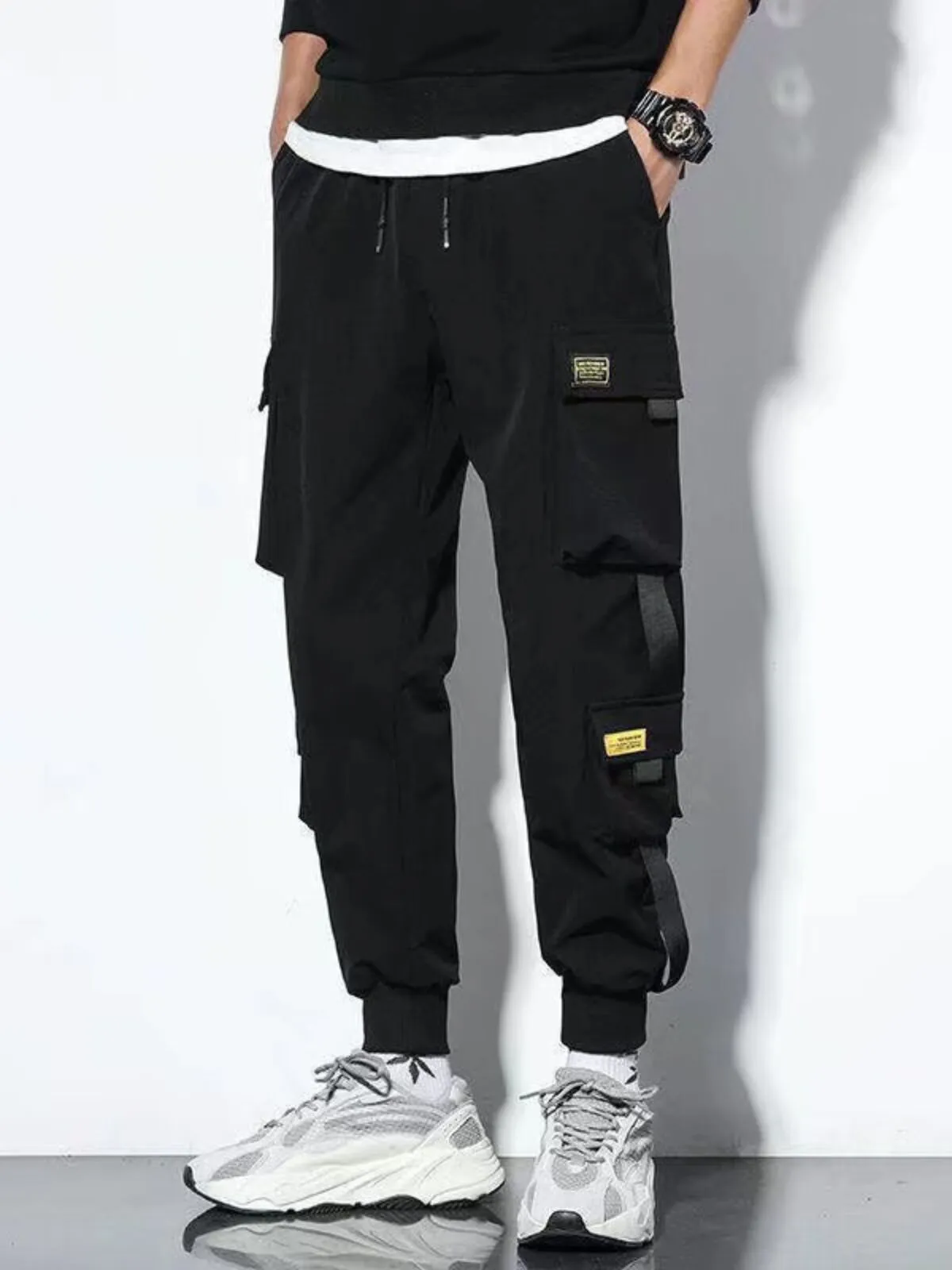 Men's Cargo Pants Letter Graphic Flap Pockets Punk Cargo Baggy Techwear Streetwear Hip Hop Sports Casual Pants, 1 of 1