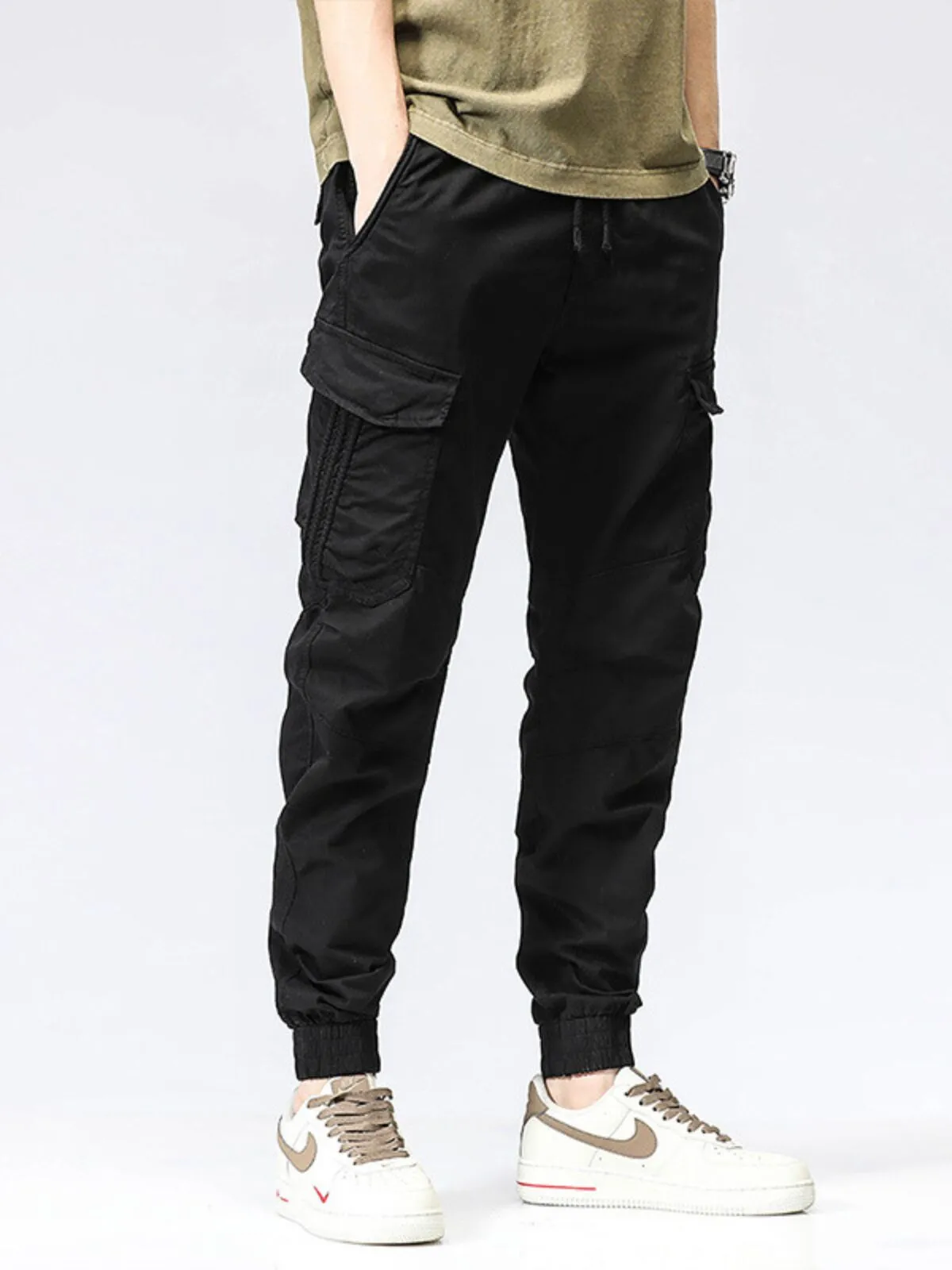 Men's Cargo Pants Streetwear Multi-Pockets Joggers Army Military Style Solid Cotton Casual Tactical Trousers, 2 of 7
