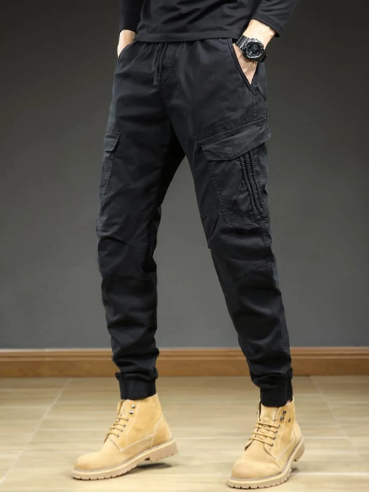 Men's Cargo Pants Streetwear Multi-Pockets Joggers Army Military Style Solid Cotton Casual Tactical Trousers, 5 of 7