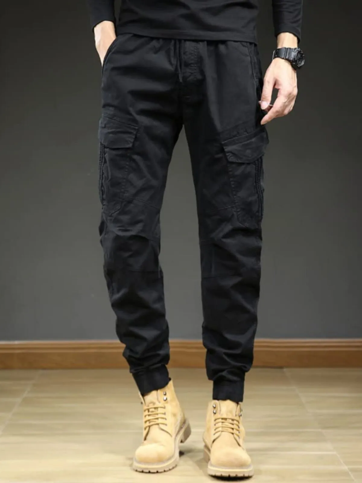 Men's Cargo Pants Streetwear Multi-Pockets Joggers Army Military Style Solid Cotton Casual Tactical Trousers, 6 of 7