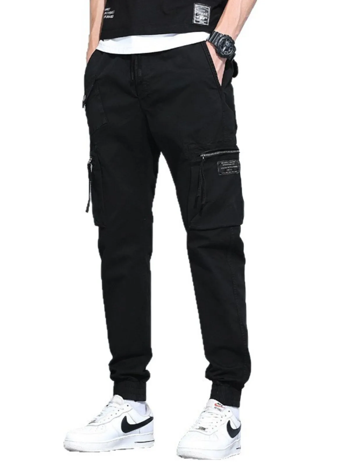 Men's Cargo Pants Hiking Tactical Multi Flap Pockets Straight Leg Loose Casual Outdoor Work Pants, 1 of 4