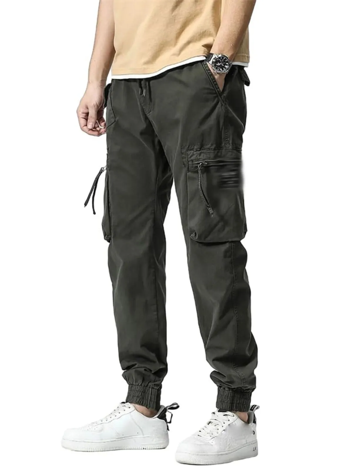 Men's Cargo Pants Hiking Tactical Multi Flap Pockets Straight Leg Loose Casual Outdoor Work Pants, 2 of 4