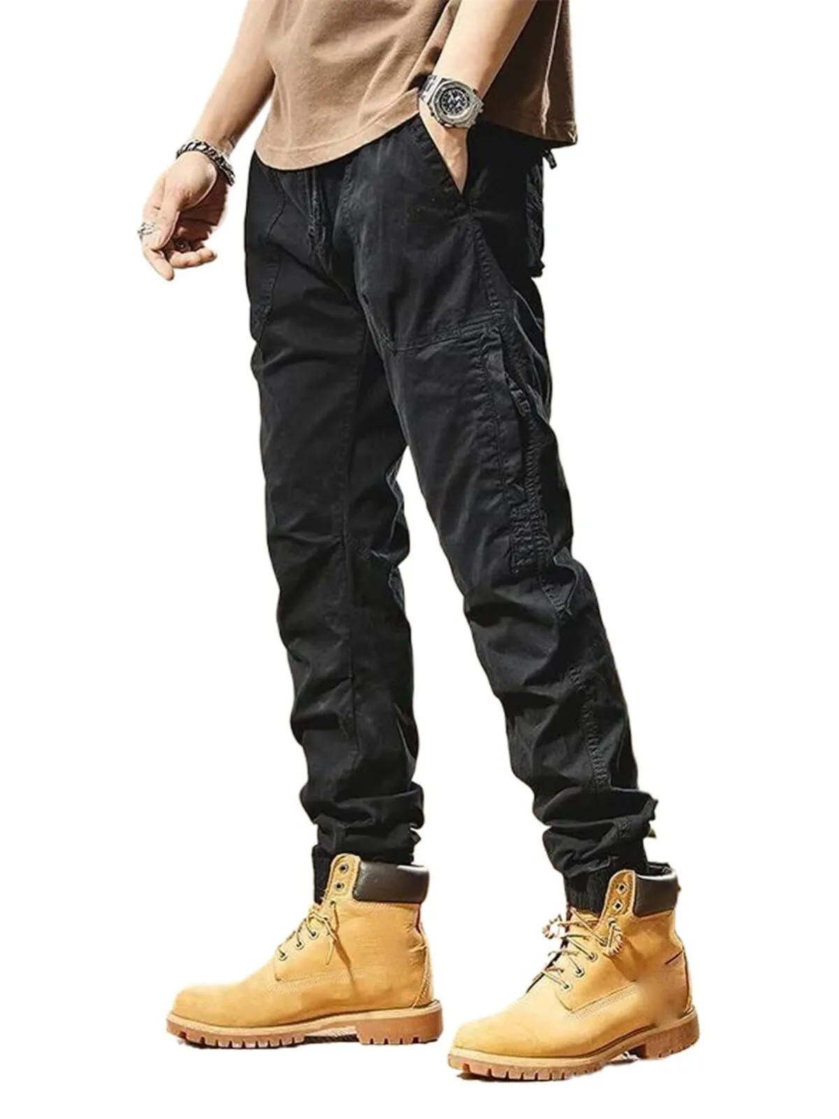 Men's Cargo Pants Washed Vintage Multi-Pocket Casual Pants with Zipper Work Trousers and Sweatpants, 2 of 2