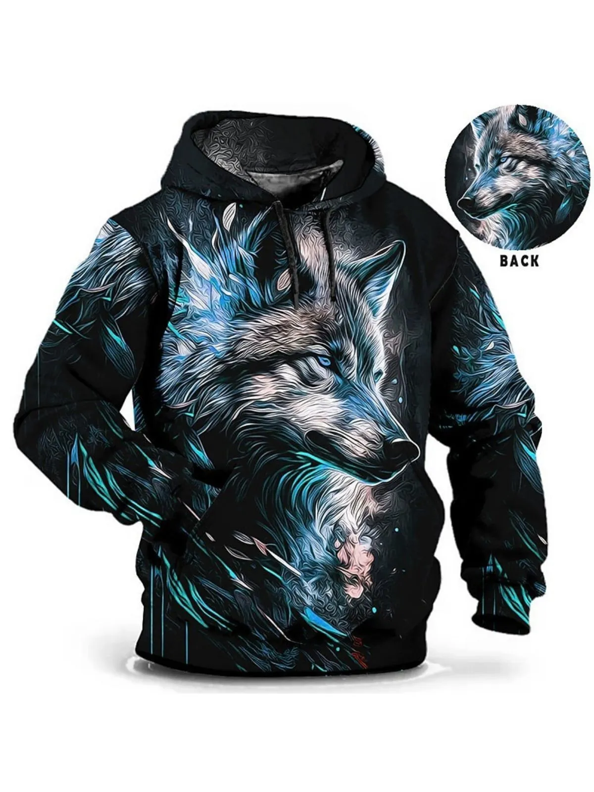 Men's Hoodie Animal Wolf Graphic Prints Sweatshirt Daily Classic Hooded Holiday Going out Streetwear Spring & Fall Designer, 1 of 1