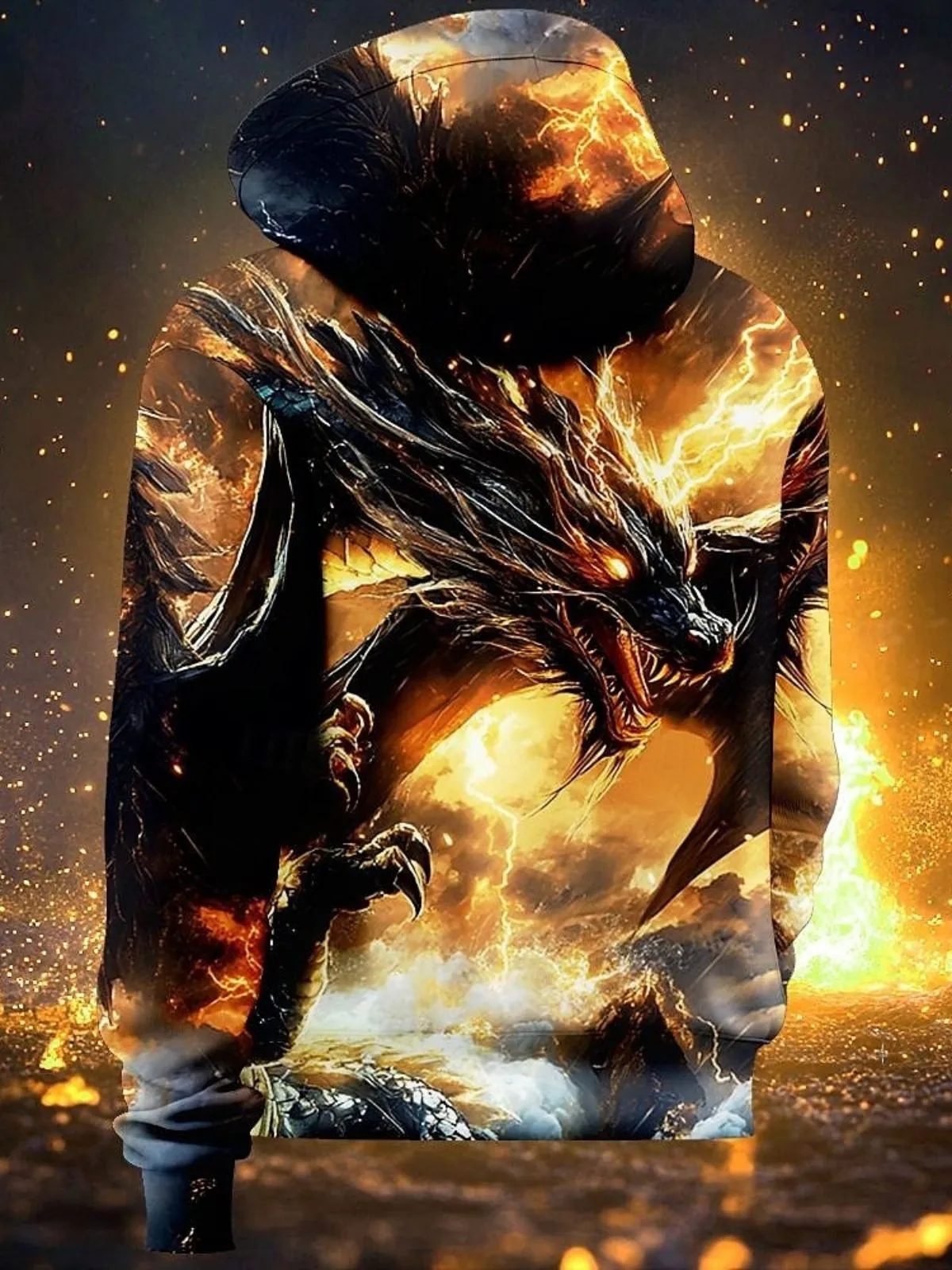 Men's Hoodie Printing Wolf Sweatshirt Casual Loose Tops, 2 of 2