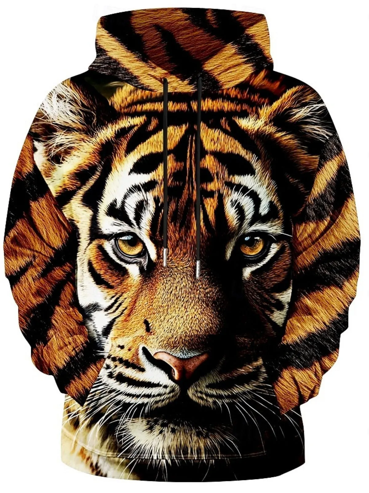 Wolf Lace-up Hooded Drop Shoulder Hoodie Hoodie, 1 of 2