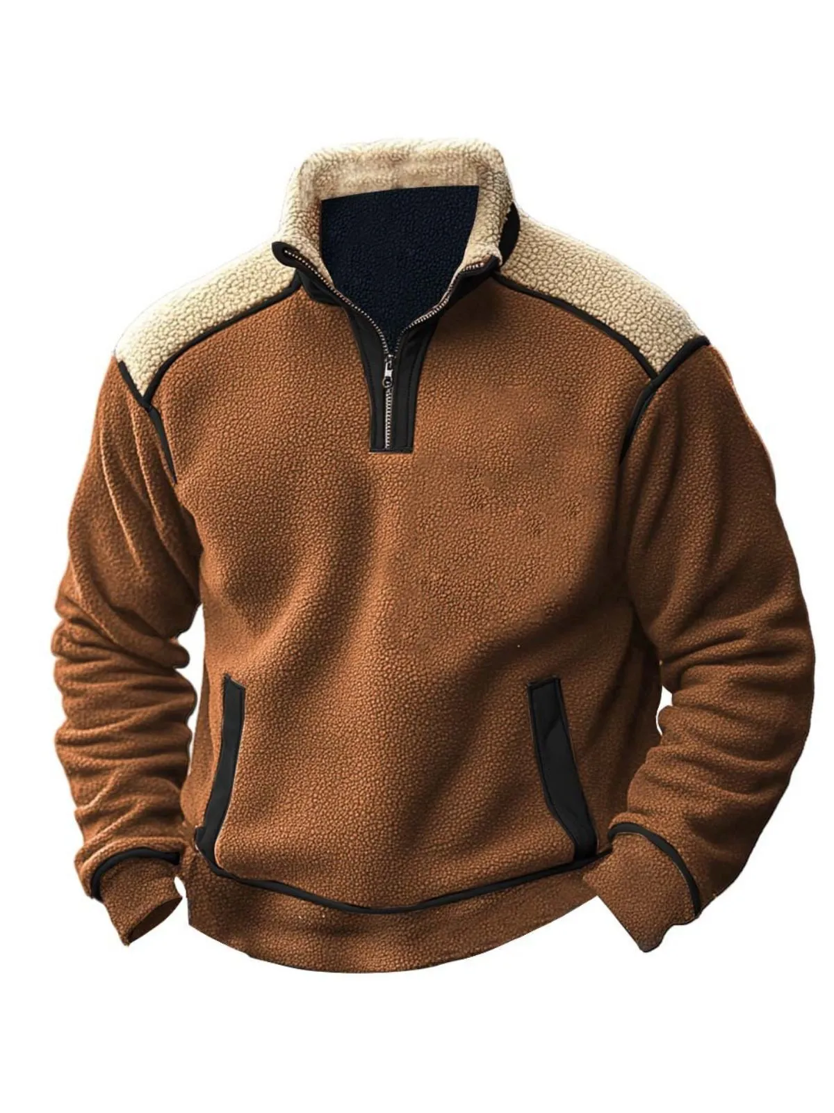 Men's Sweatshirt Winter Plus Velvet Thickened Warm Cold Proof Heavy Tops, 2 of 2