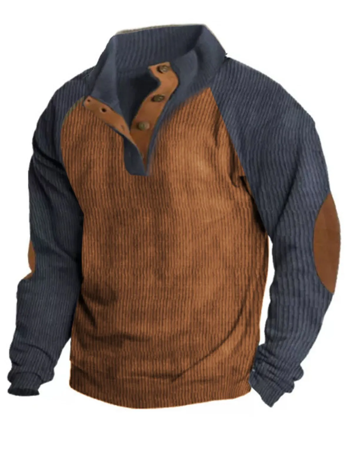 Men's Sweatshirt Corduroy Quarter Zip Pullover Color Block Sweaters for Workout Gym Sports Running, 1 of 1