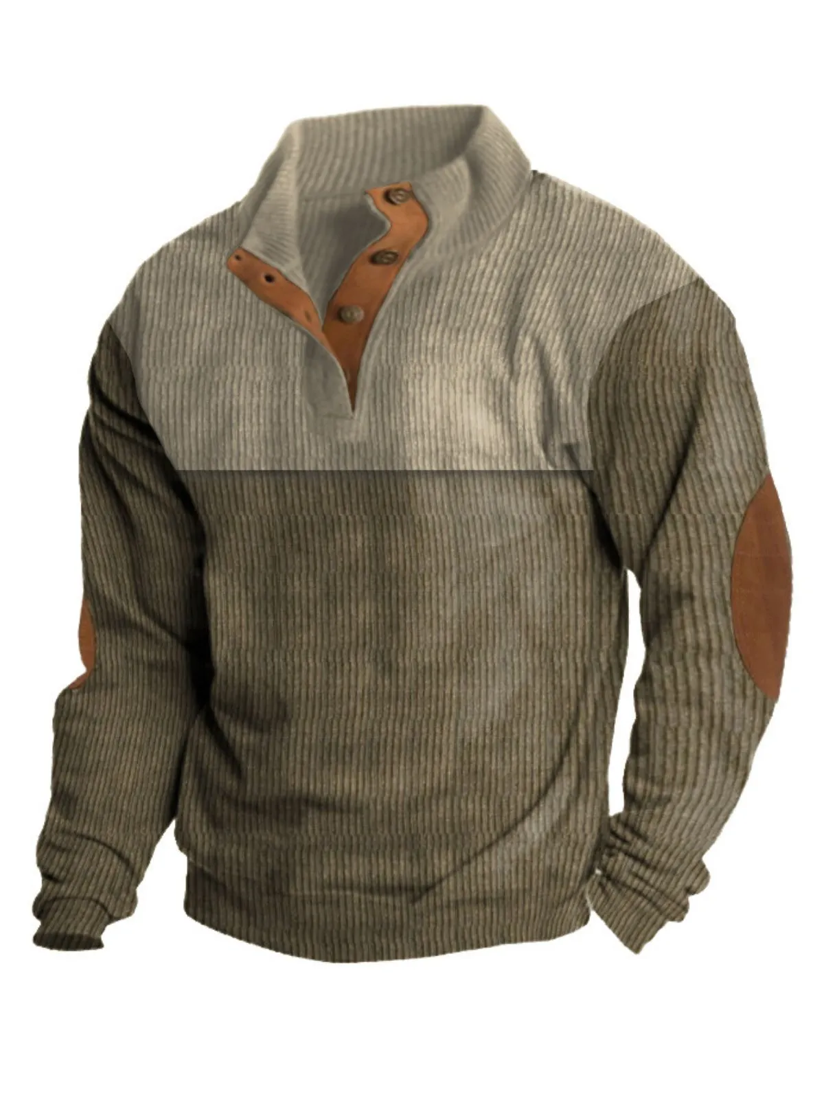 Men's Sweatshirt Pullover 1/4  Zip Up Cord Stand-Up Collar Patchwork Classic Winter Warm Casual Winter Pullover, 1 of 1