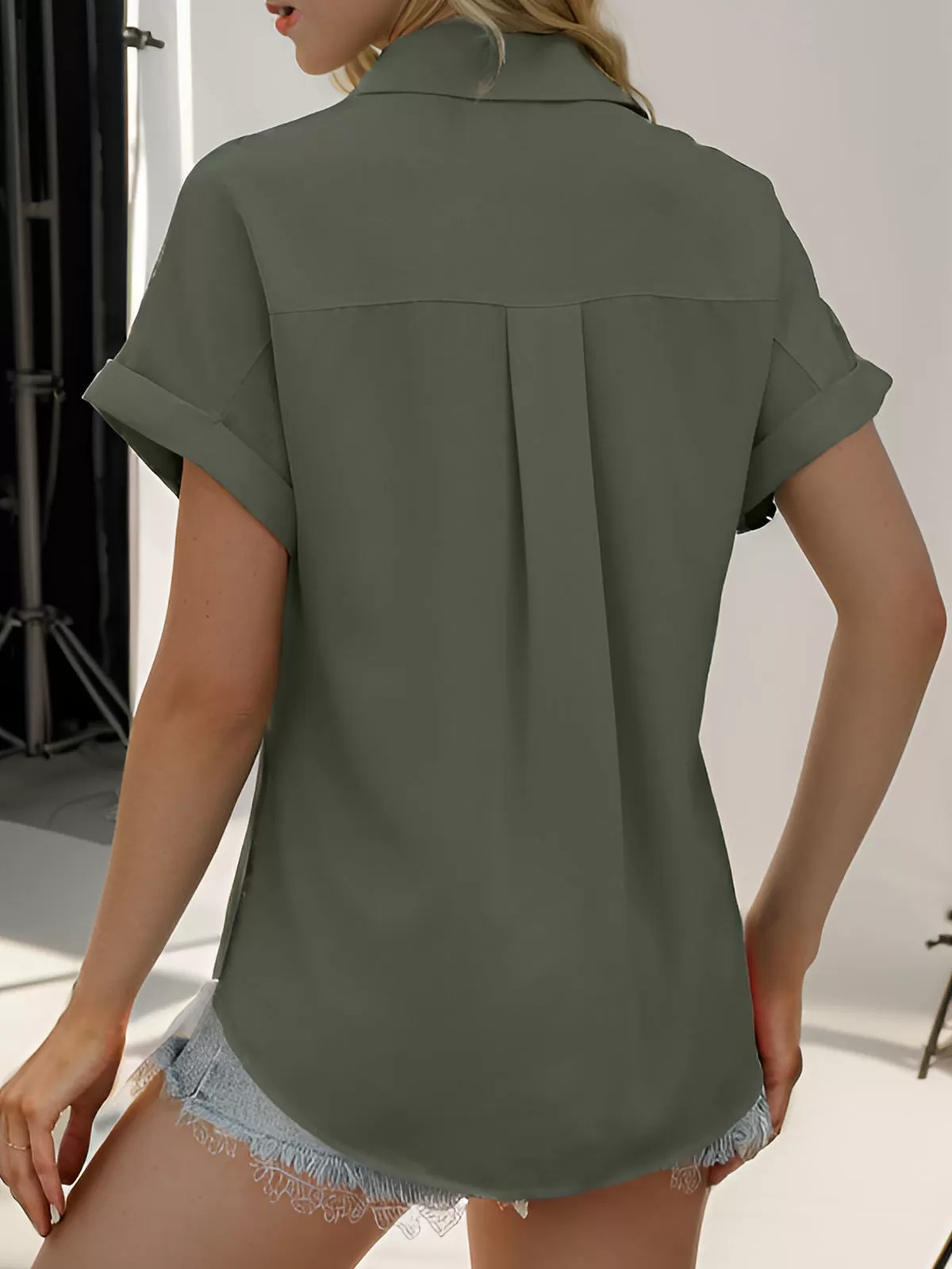 Lapel Collared Button Down Blouse, 4 of 5