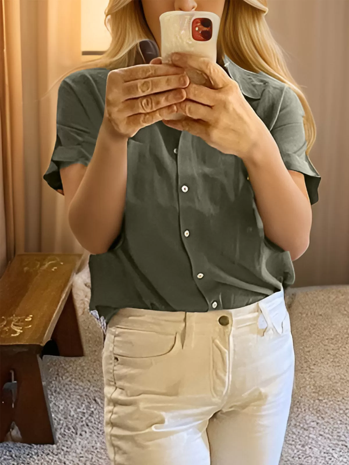 Lapel Collared Button Down Blouse, 5 of 5