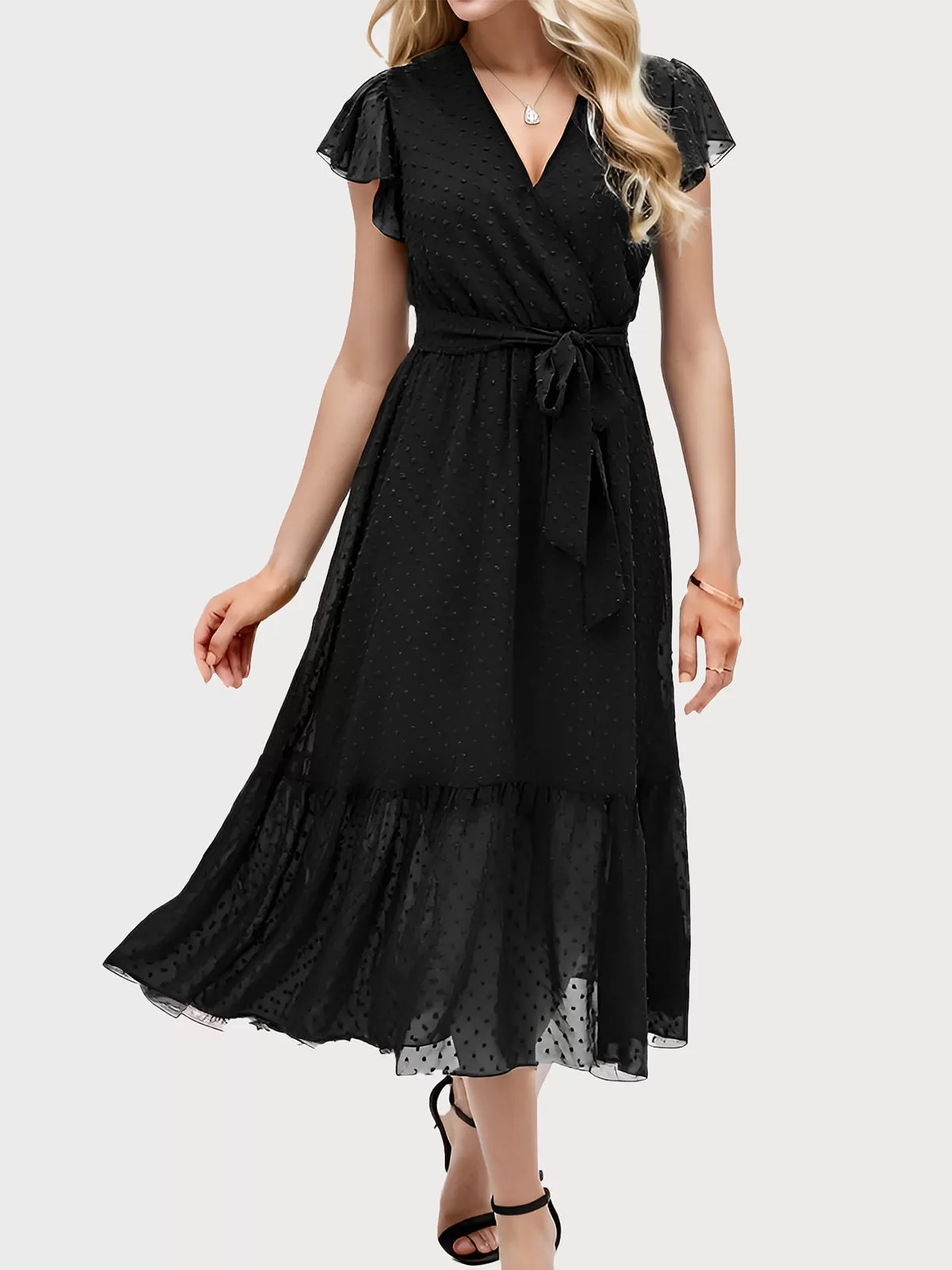 Leopard Printing V-neck Flounce Flare Dress, 1 of 7