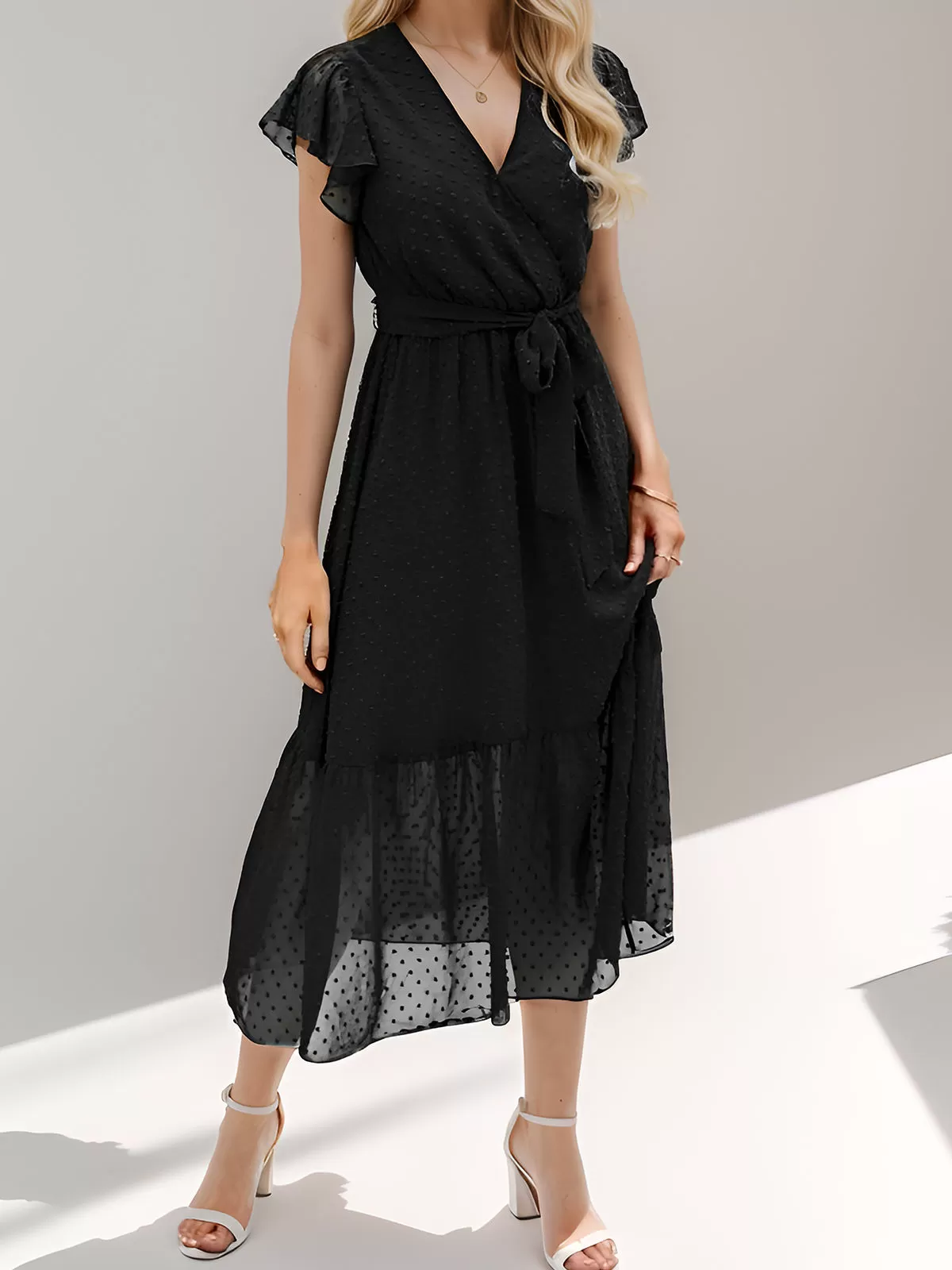 Leopard Printing V-neck Flounce Flare Dress, 3 of 7