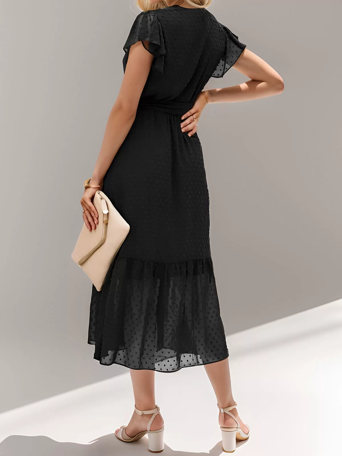 Leopard Printing V-neck Flounce Flare Dress, 6 of 7