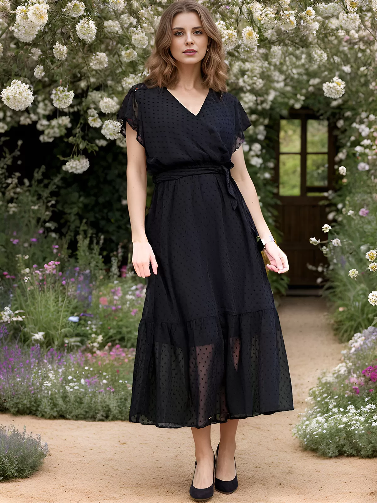 Leopard Printing V-neck Flounce Flare Dress, 7 of 7