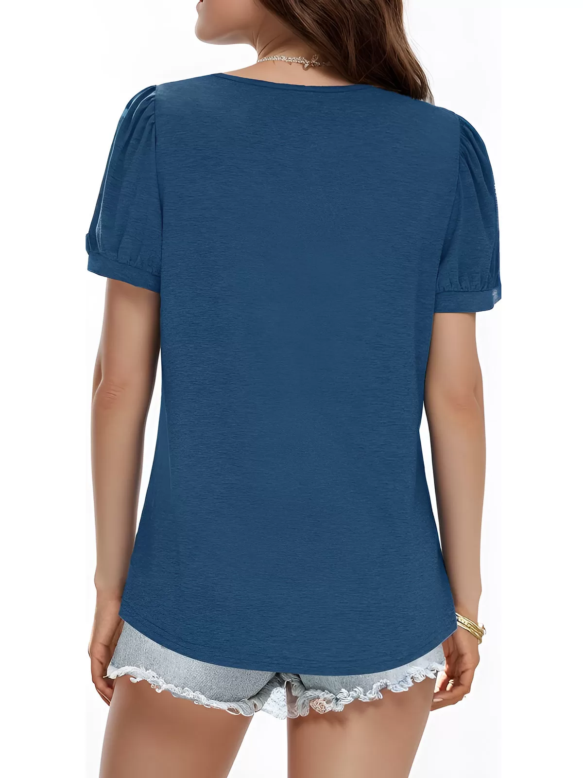 V-neck Puff Short Sleeve Blouse, 3 of 3