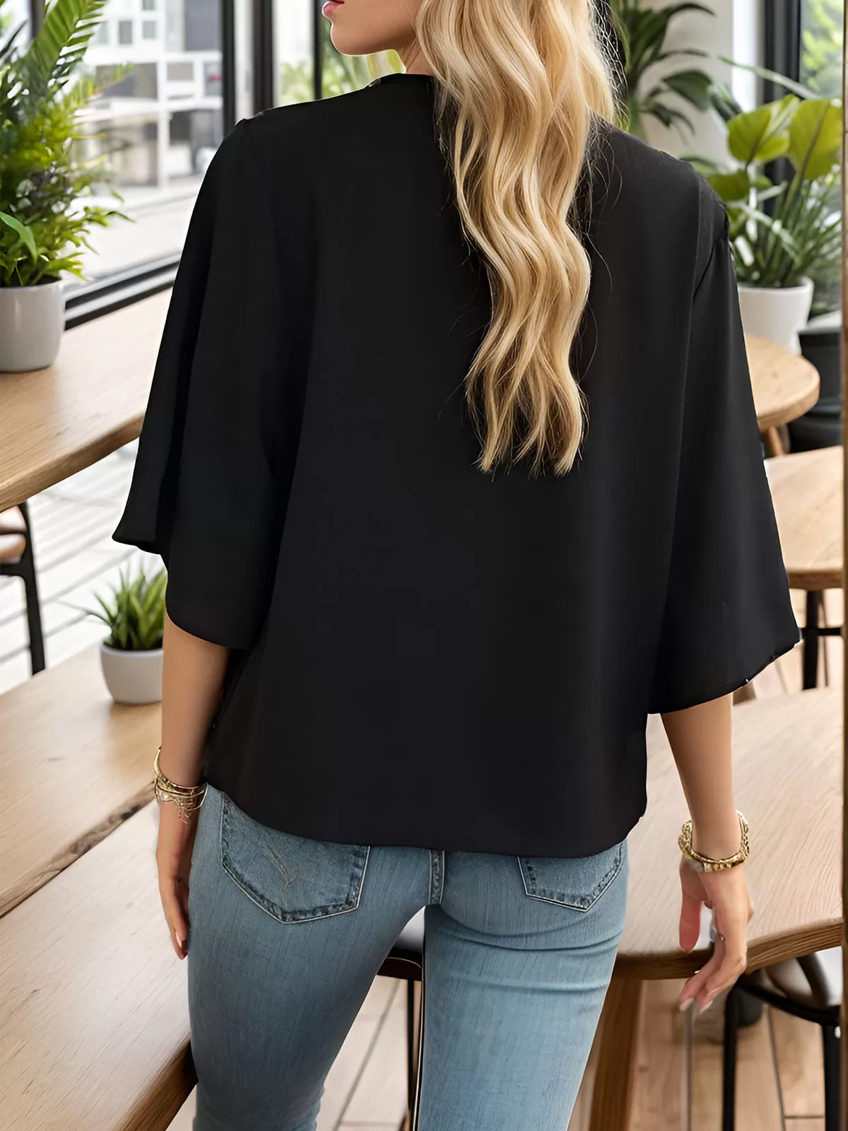 Cowl Neck Flare Half Sleeve Blouse, 5 of 5
