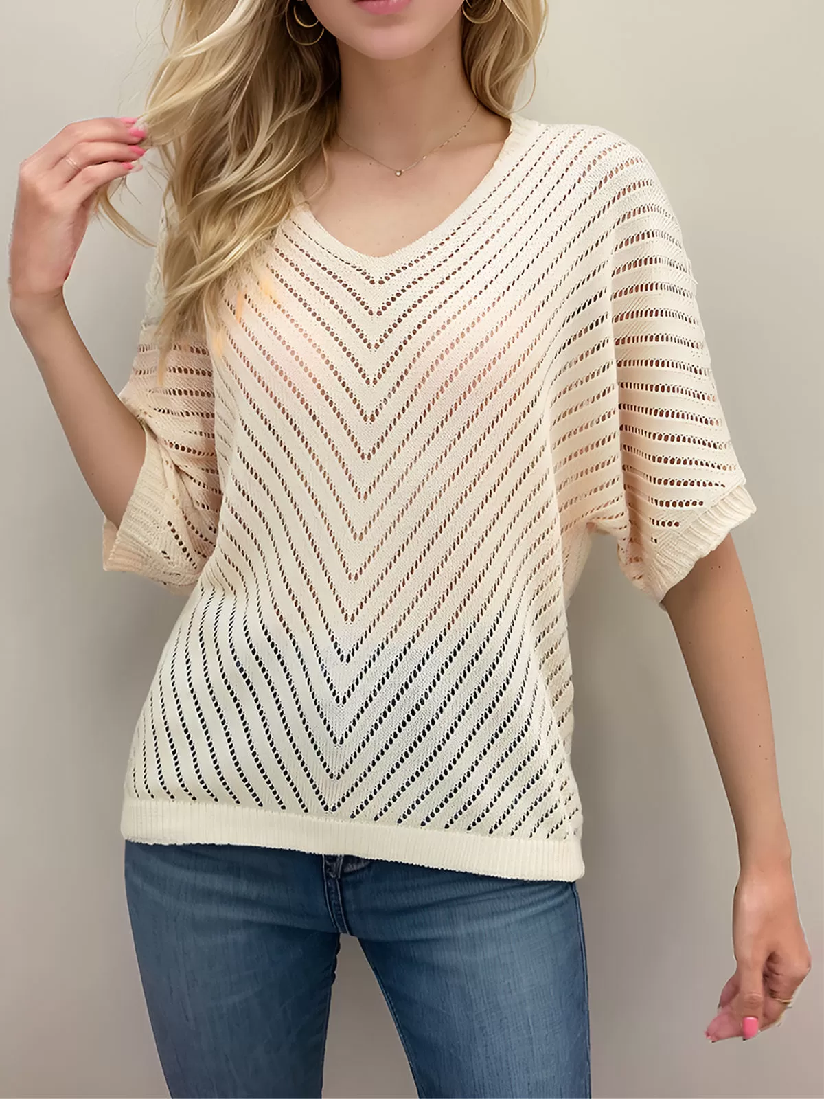 V-neck Half Sleeve Sweater, 6 of 6