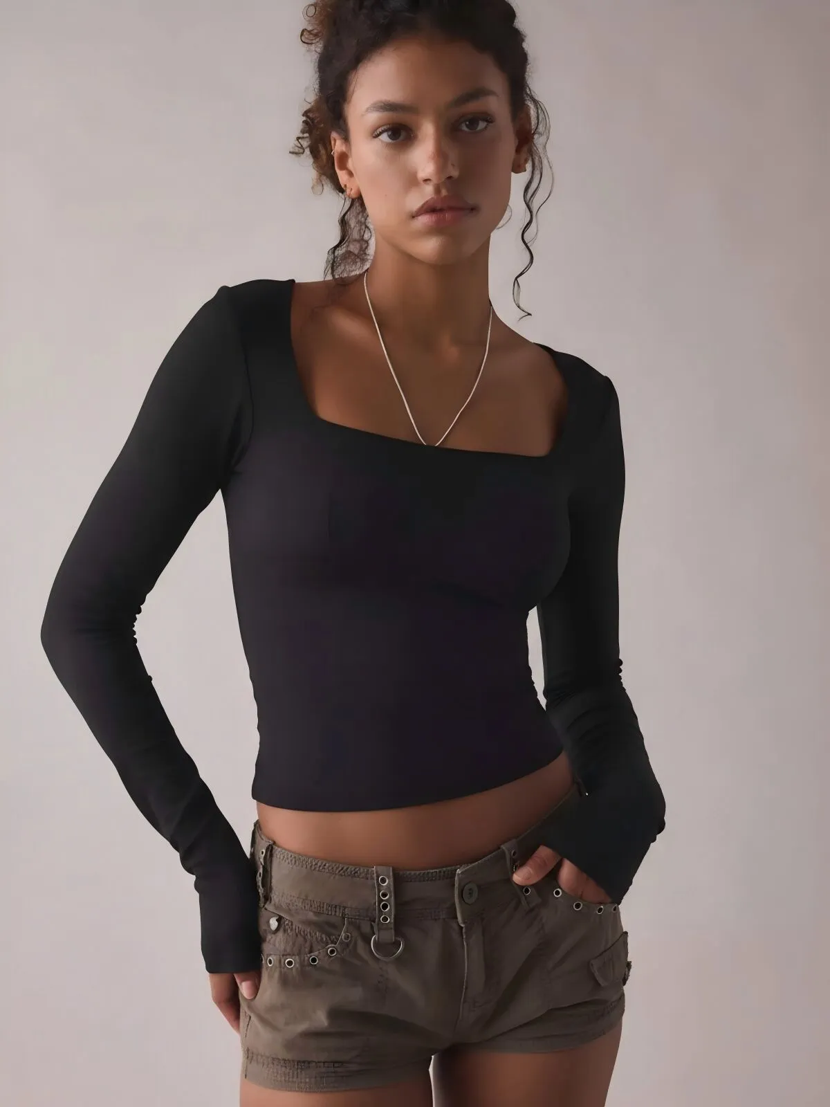 Square Neck Long Sleeve T-shirt, 1 of 6