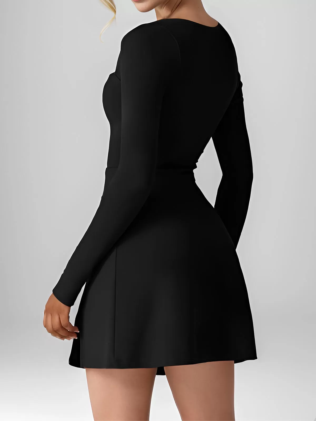 Square Neck Knit A-line Dress, 4 of 5