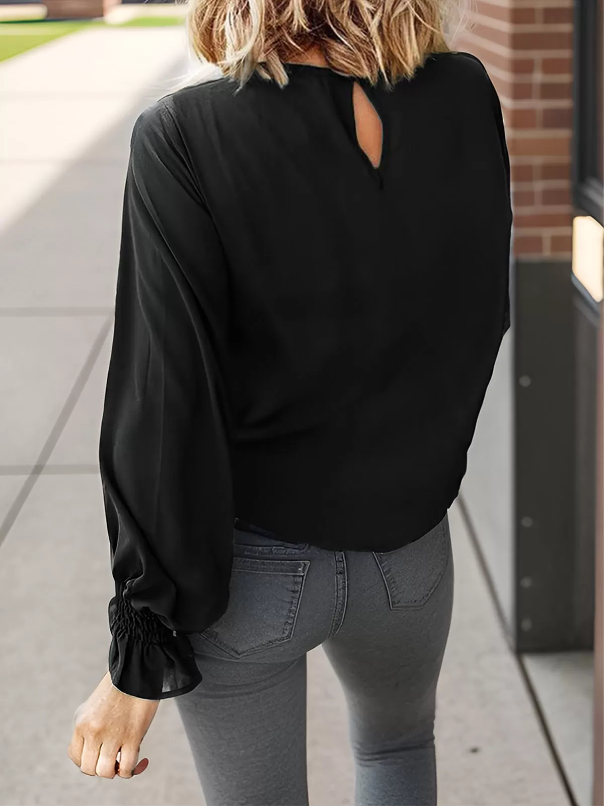 Round Neck Lantern Long Sleeve Blouse, 3 of 5