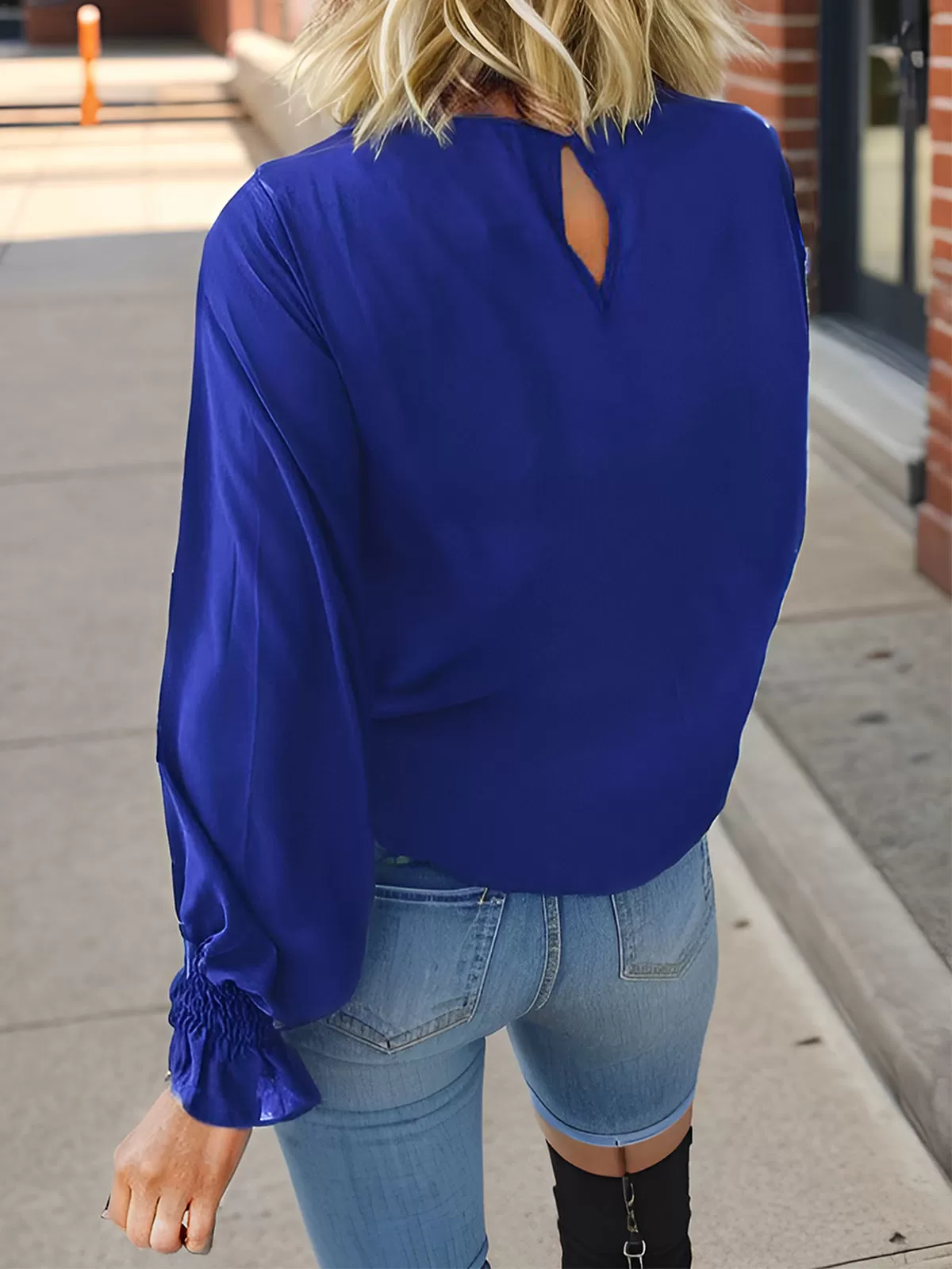 Round Neck Lantern Long Sleeve Blouse, 5 of 5