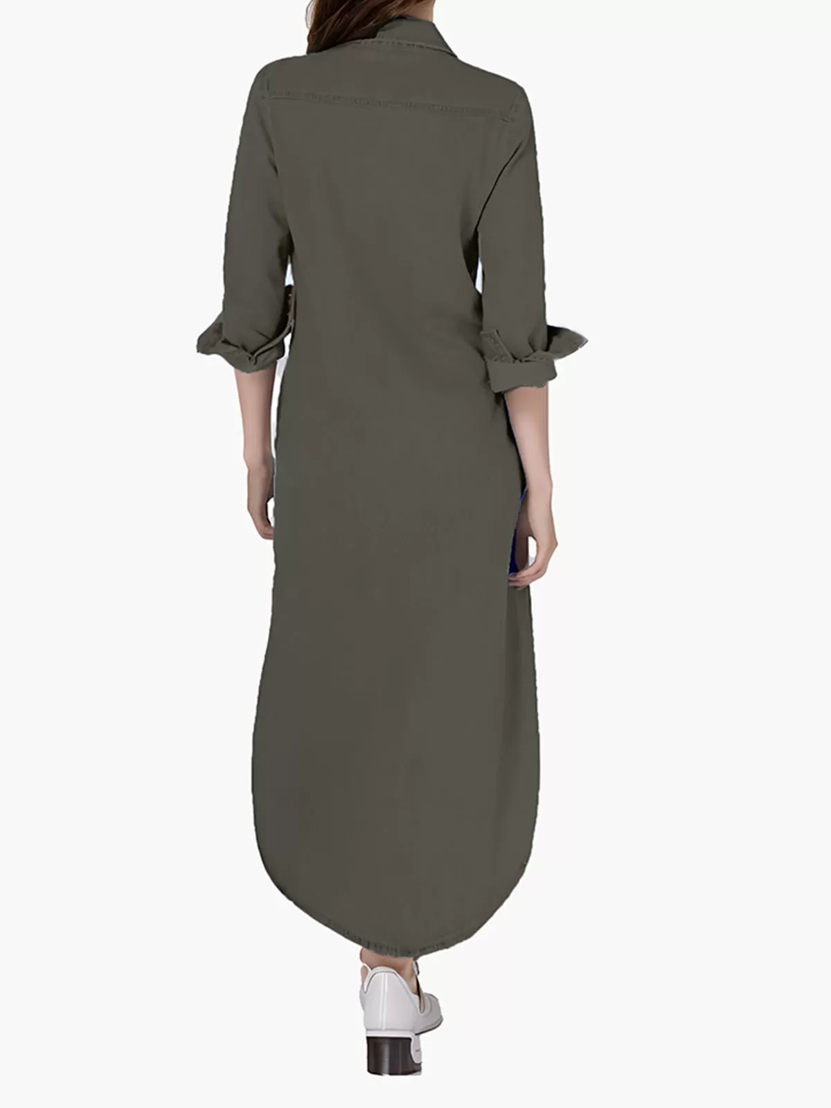 Lapel Shirt Long Sleeve A-line Dress, 4 of 5