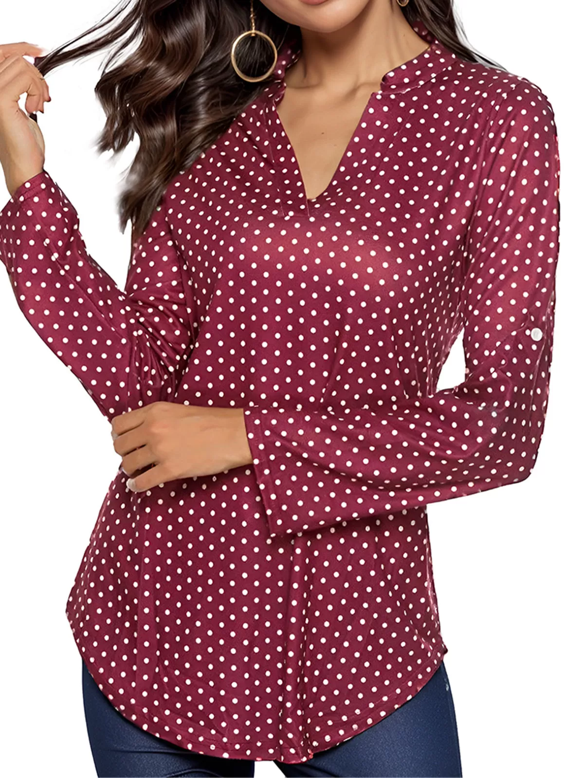 V-neck Long Sleeve Blouse, 2 of 5