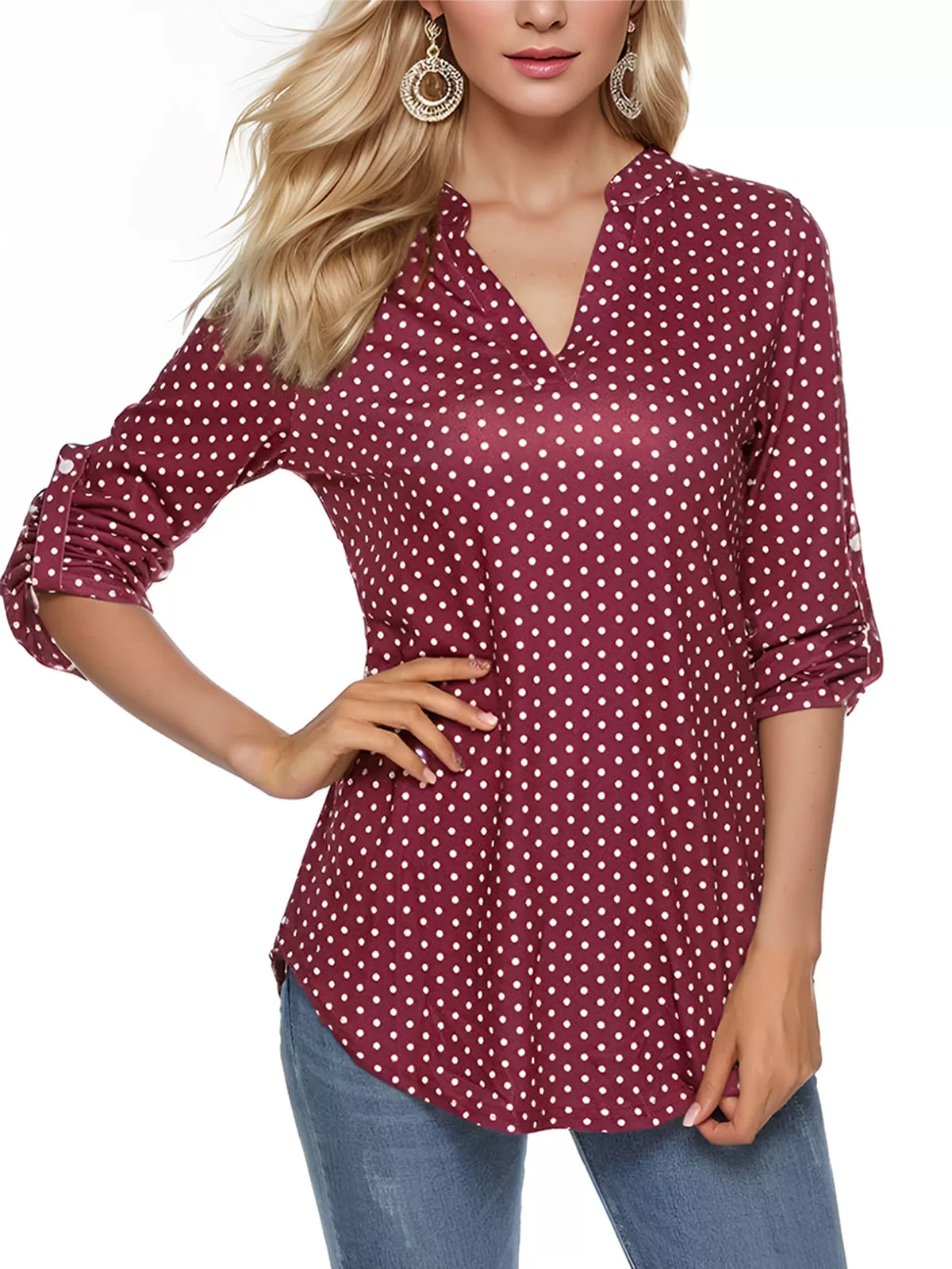V-neck Long Sleeve Blouse, 3 of 5