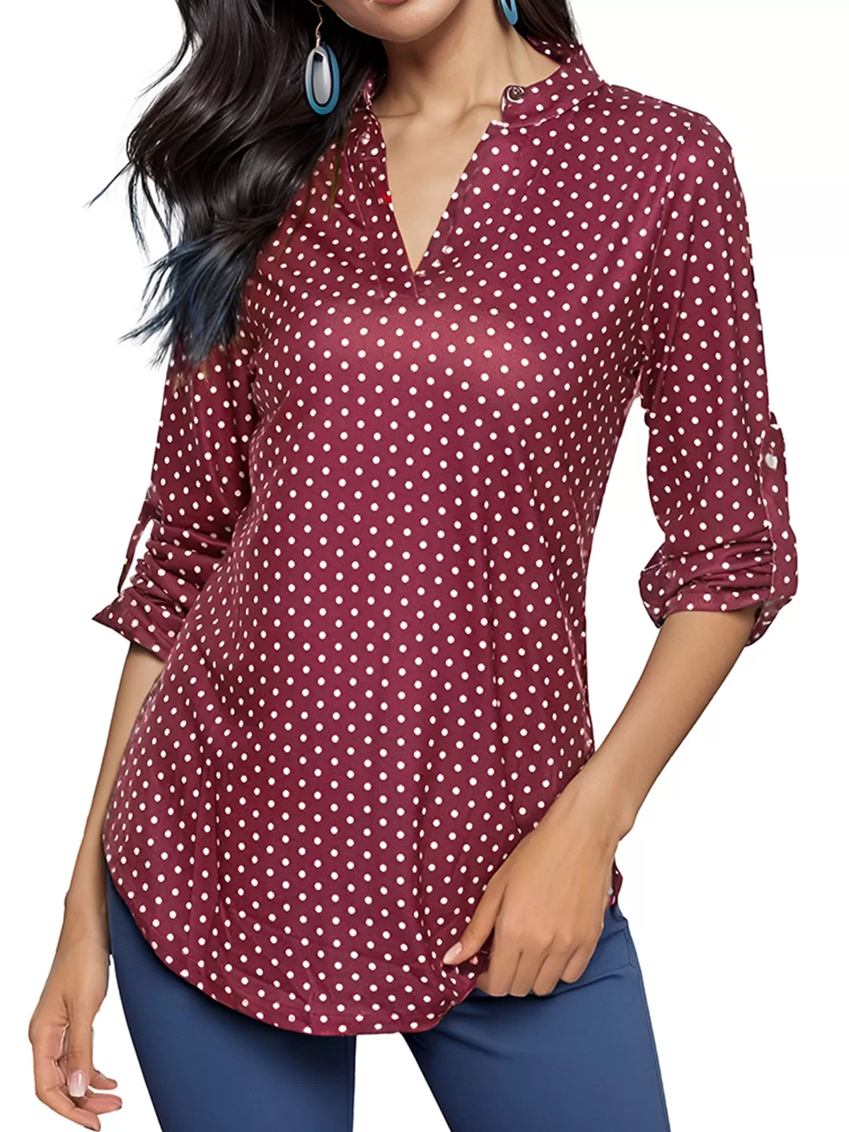V-neck Long Sleeve Blouse, 4 of 5