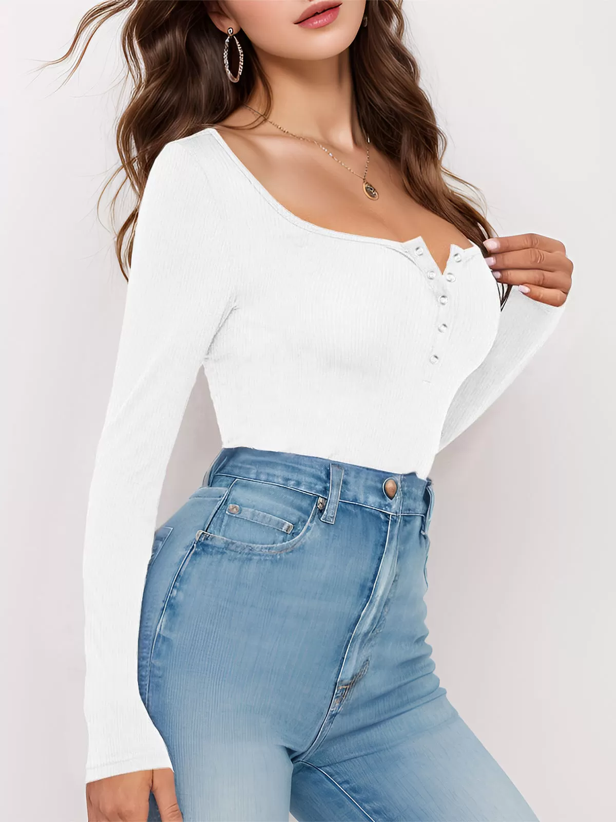 Half-open Collar Long Sleeve Sweatshirt, 3 of 4