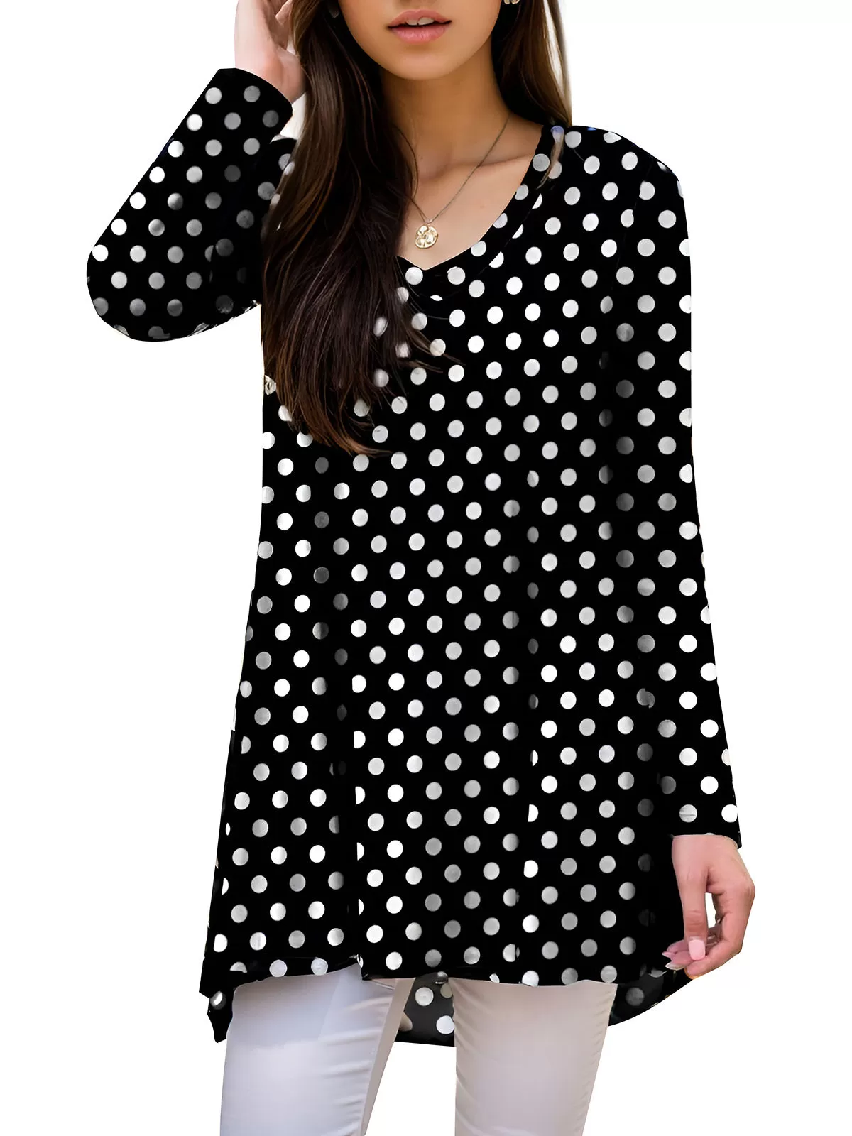 Printing V-neck Long Sleeve Blouse, 3 of 4