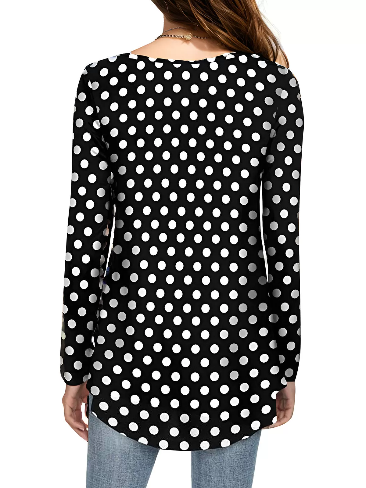 Printing V-neck Long Sleeve Blouse, 4 of 4