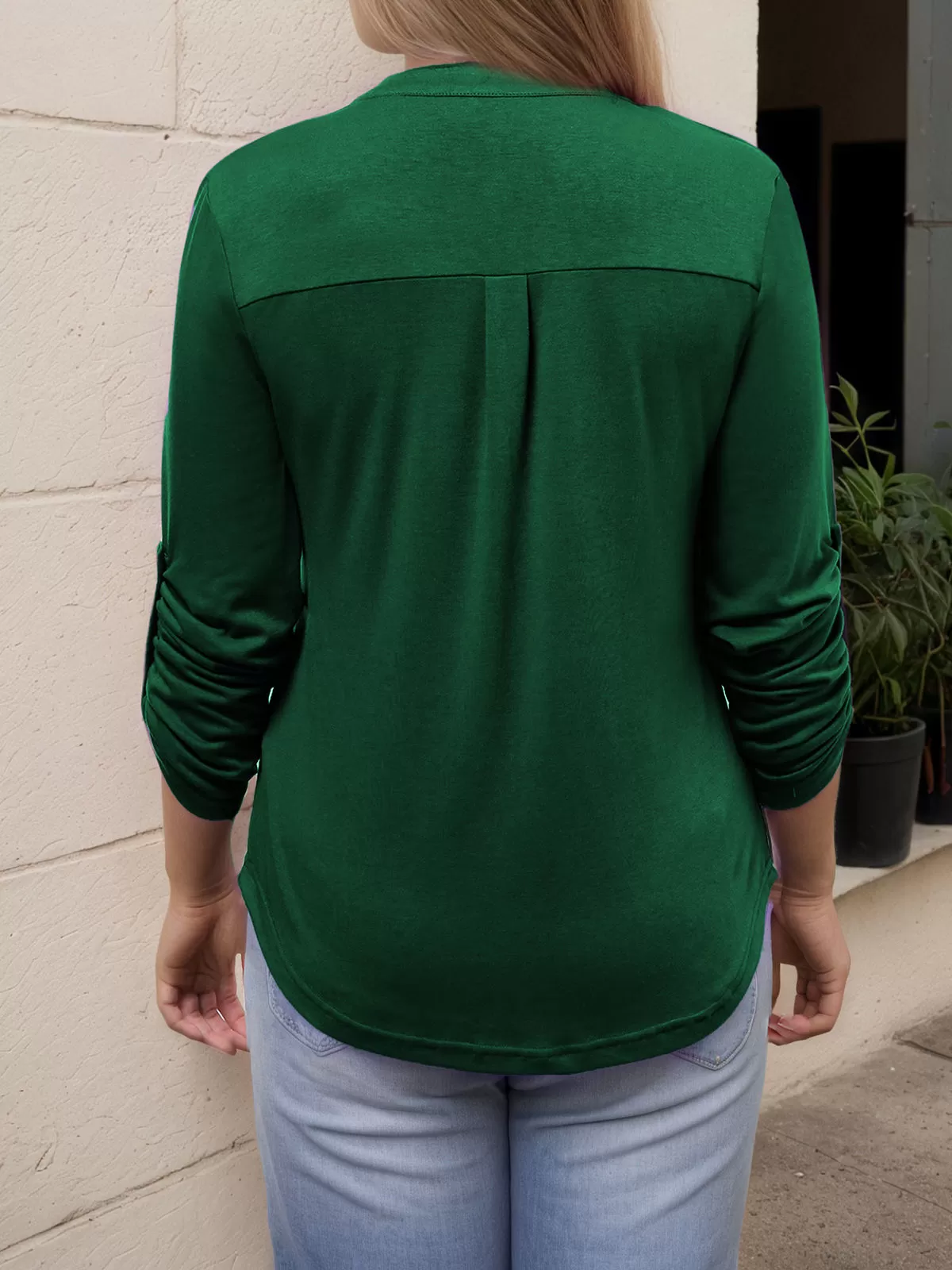 Wrinkle V-neck Long Sleeve Blouse, 3 of 5