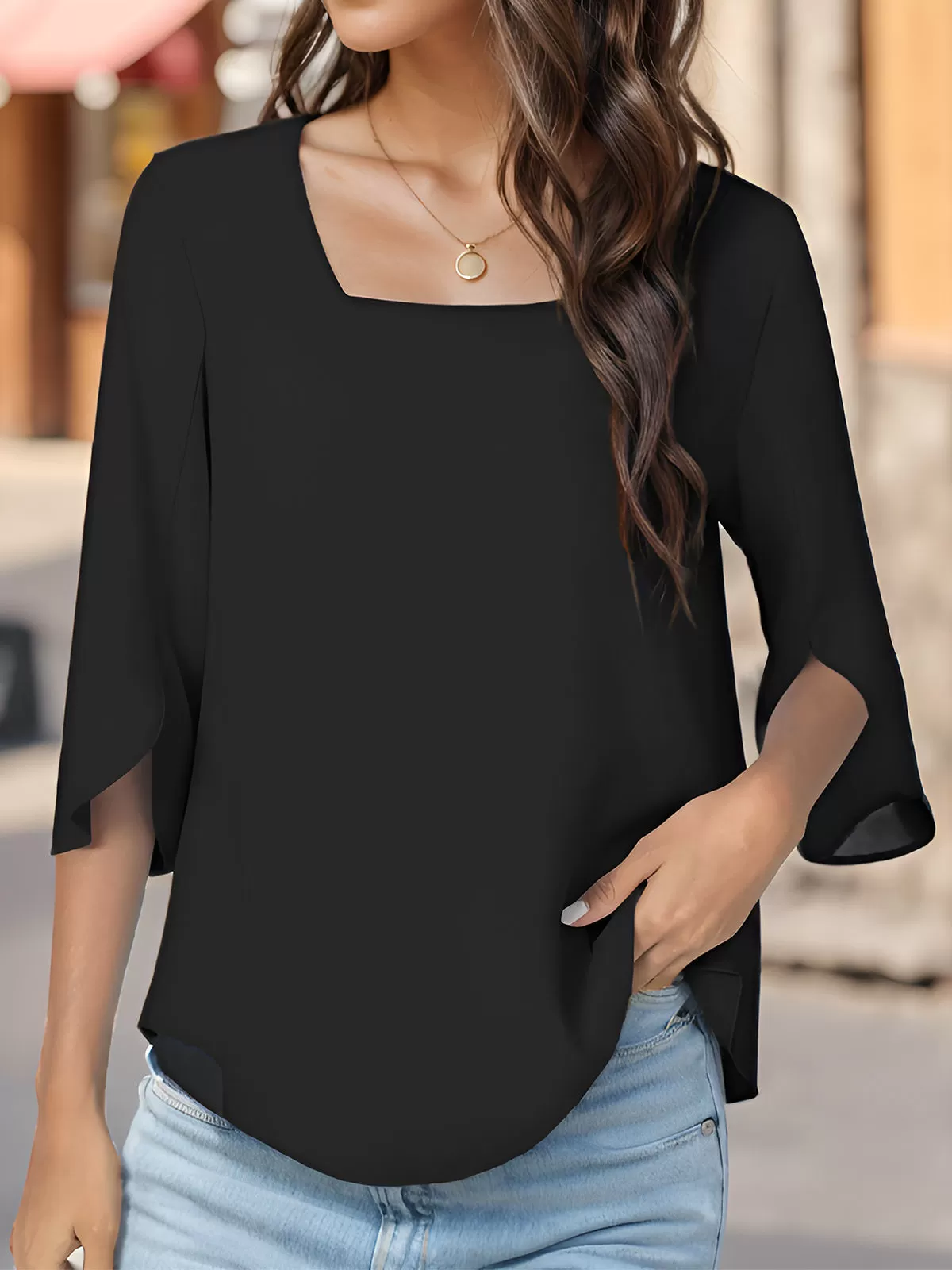 Square Neck Flare Blouse, 4 of 4