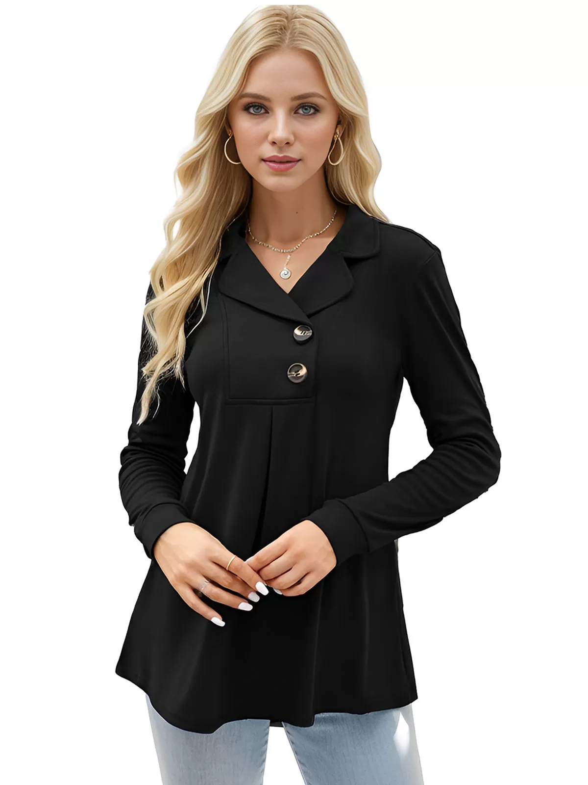 Lapel Long Sleeve Blouse, 2 of 6
