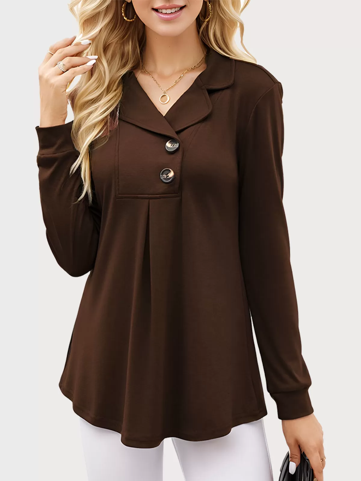Lapel Long Sleeve Blouse, 1 of 5