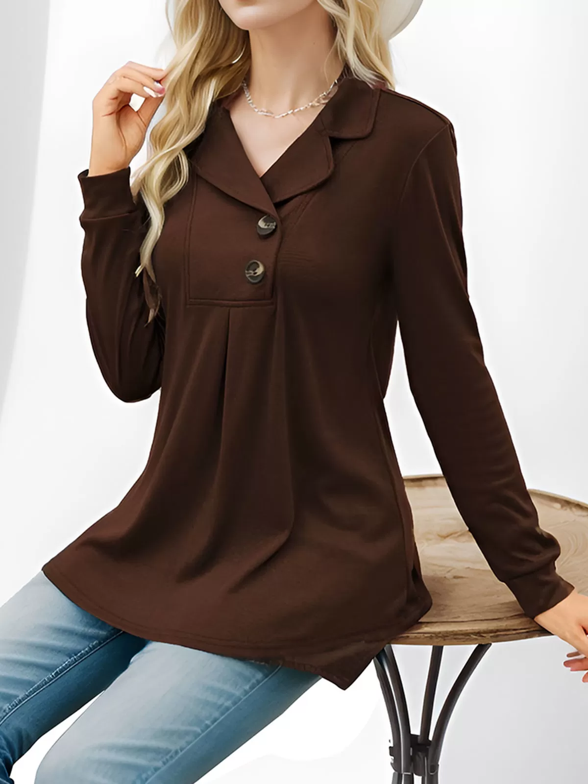 Lapel Long Sleeve Blouse, 4 of 5