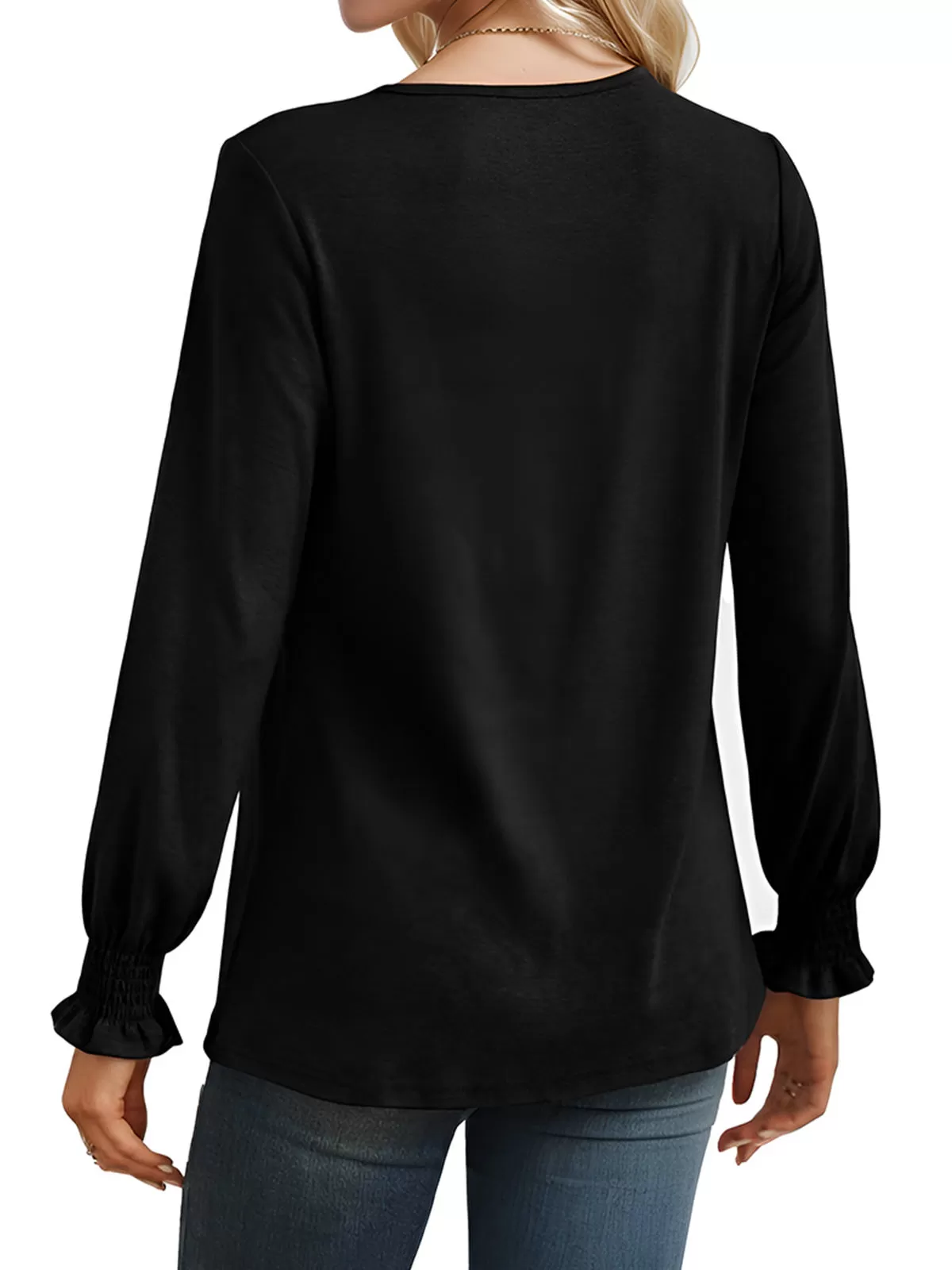 Pleating Round Neck Lantern Long Sleeve T-shirt, 4 of 5