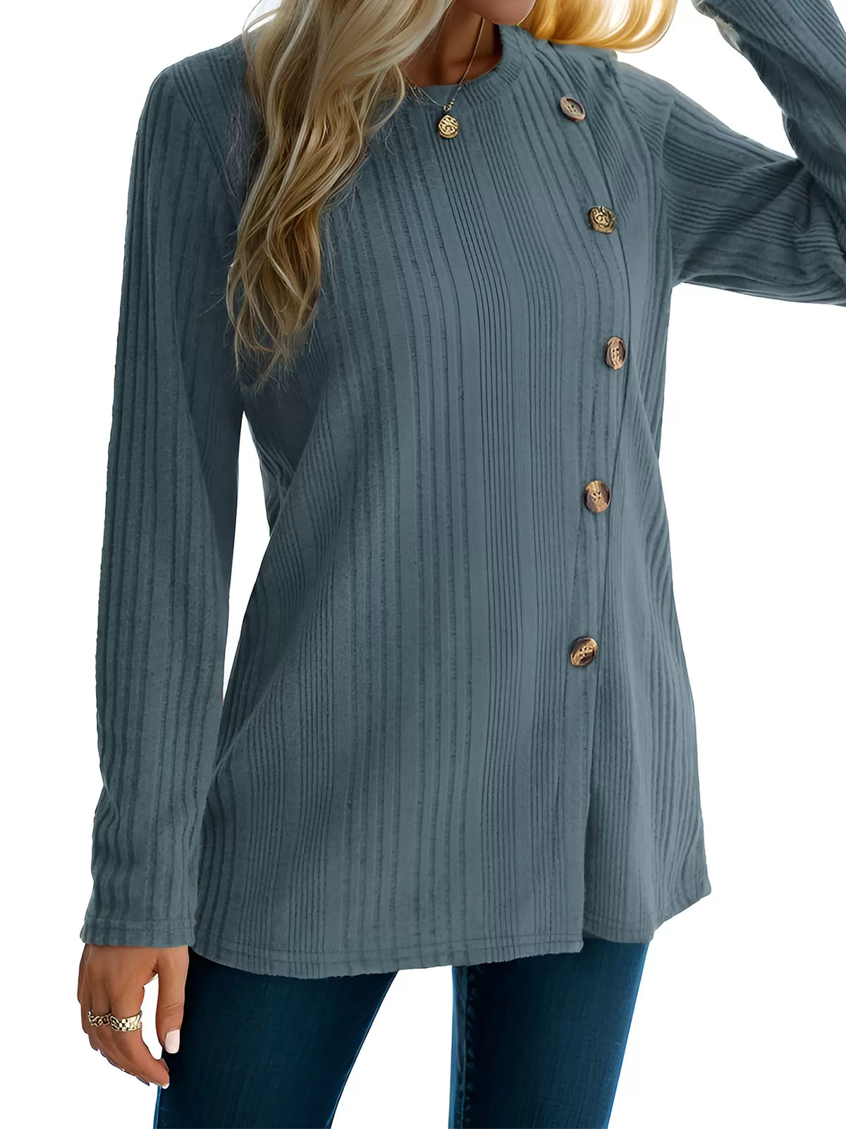 Round Neck Long Sleeve Tunic Blouse, 3 of 5